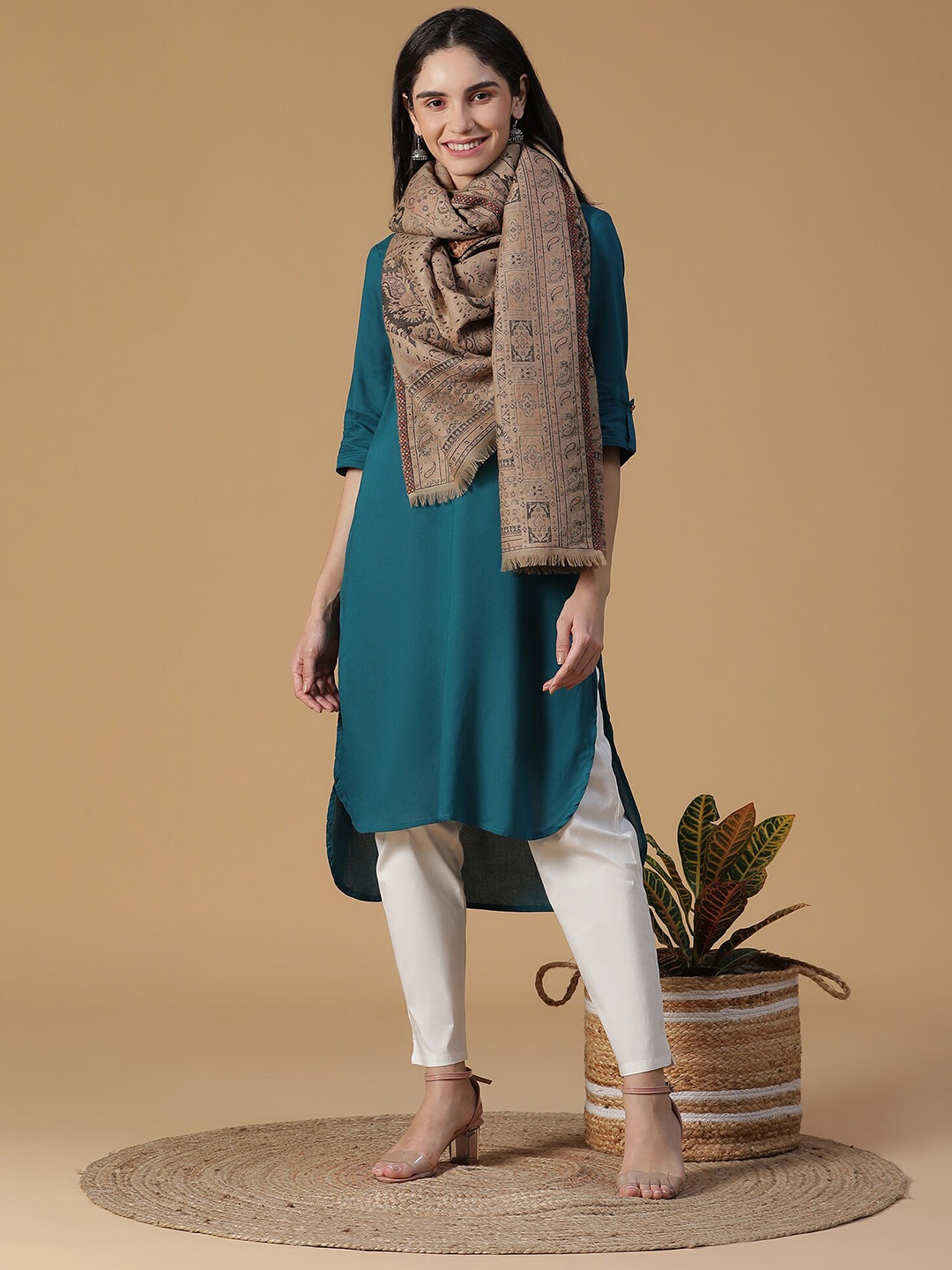 

SHINGORA Women Brown & Grey Printed Stole