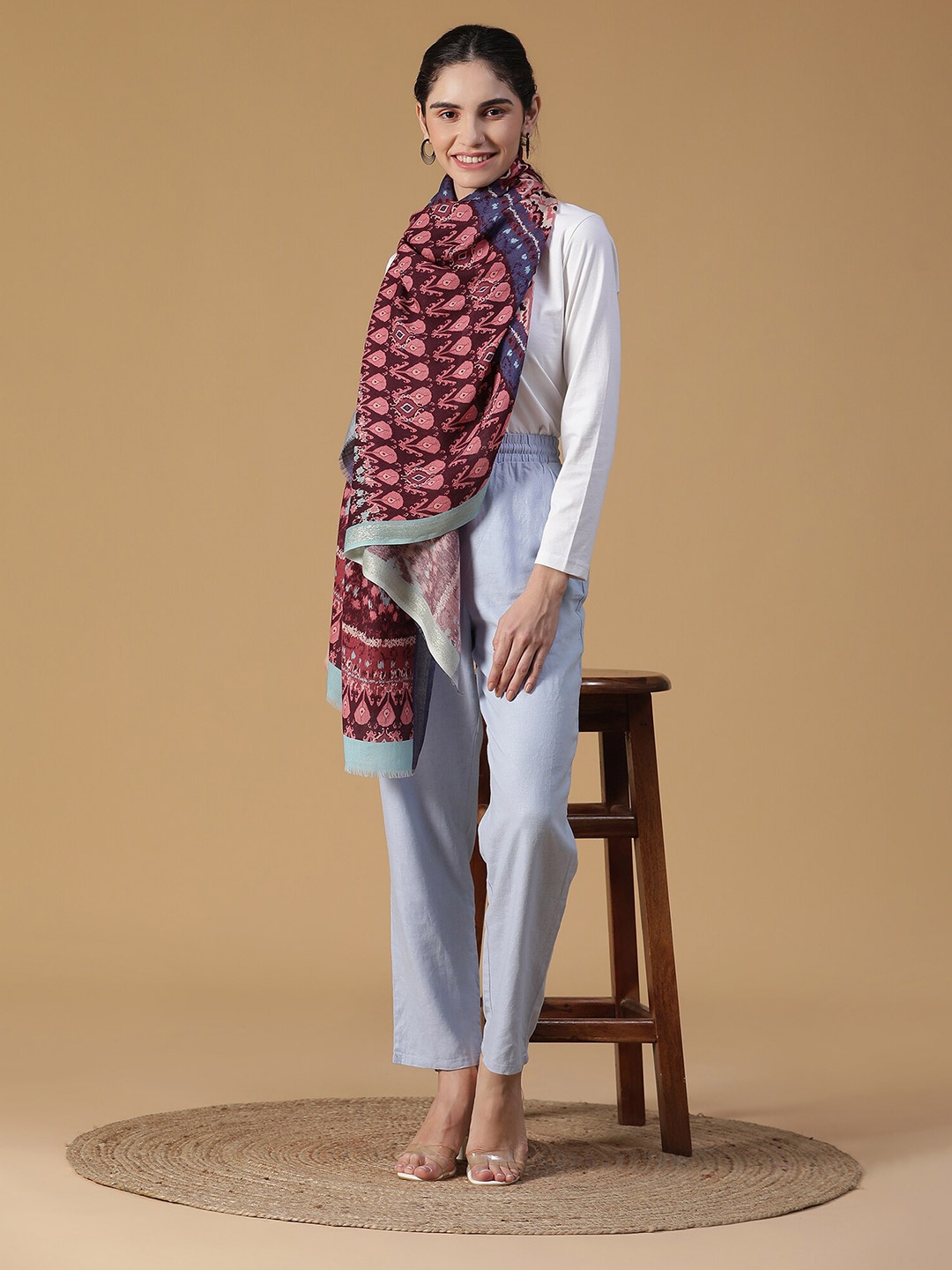 

SHINGORA Women Maroon & Purple Printed Stole