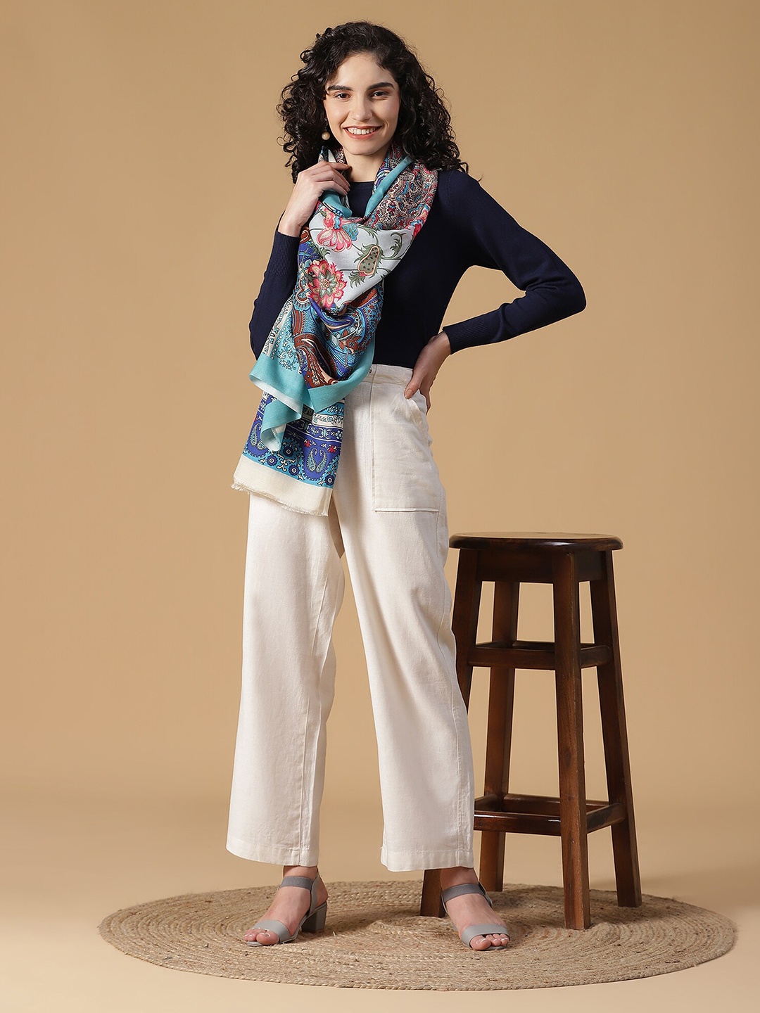 

SHINGORA Women Blue & Pink Printed Stole