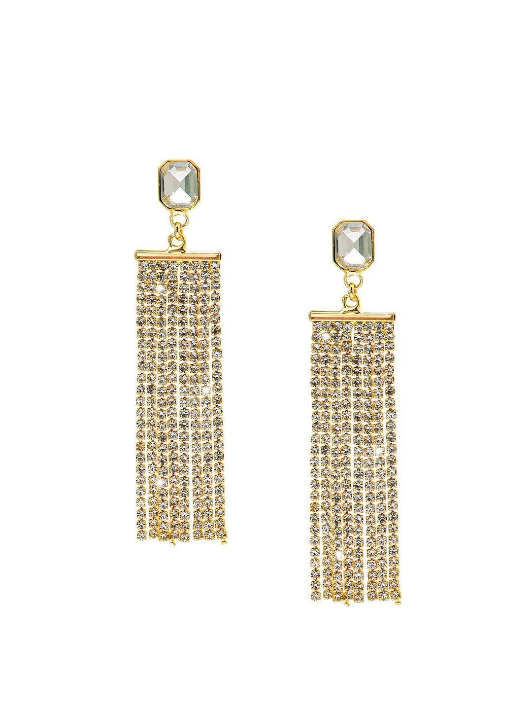 

Shining Jewel - By Shivansh Gold-Plated Contemporary Drop Earrings