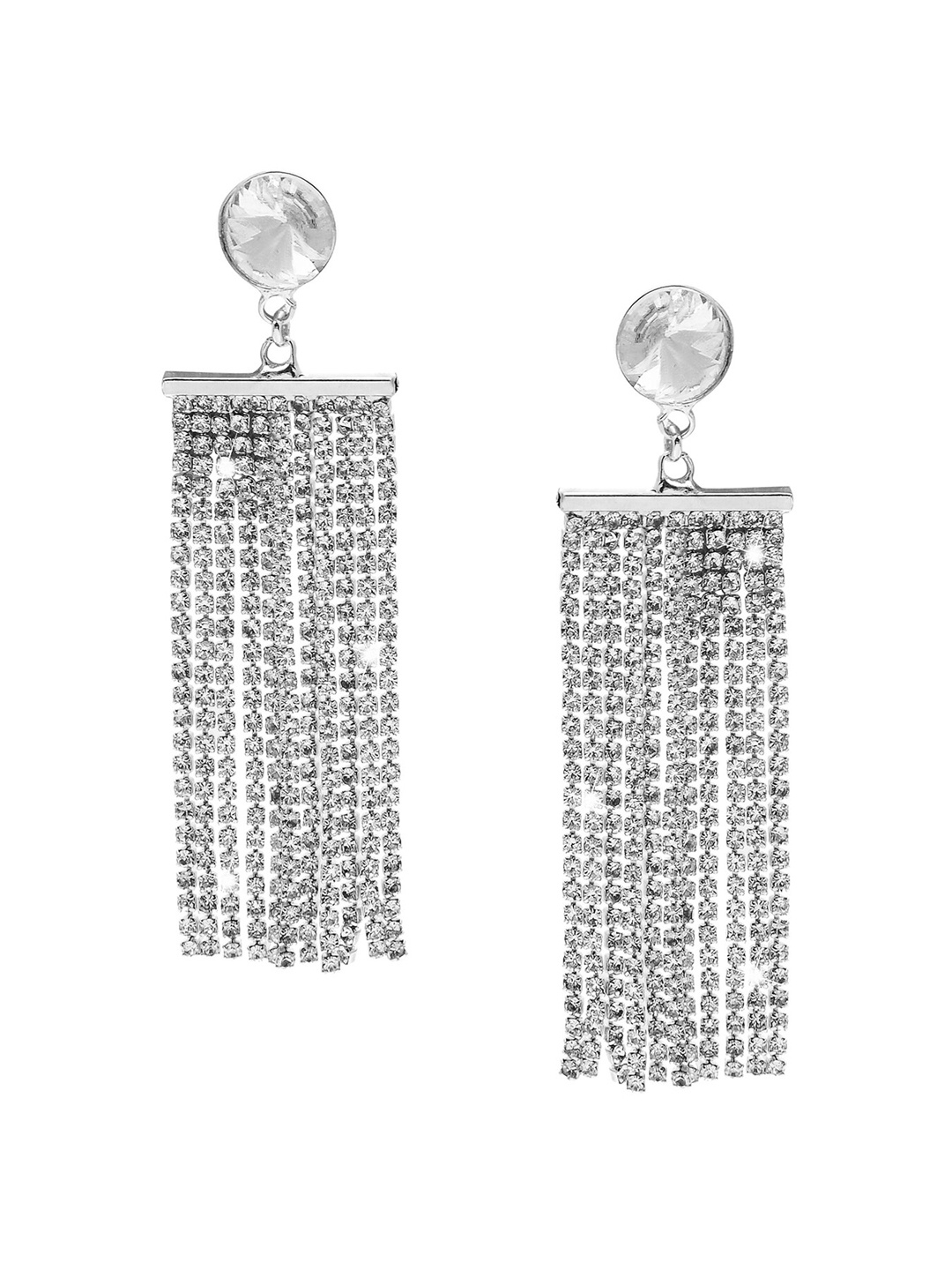 

Shining Jewel - By Shivansh Silver-Plated Contemporary Drop Earrings