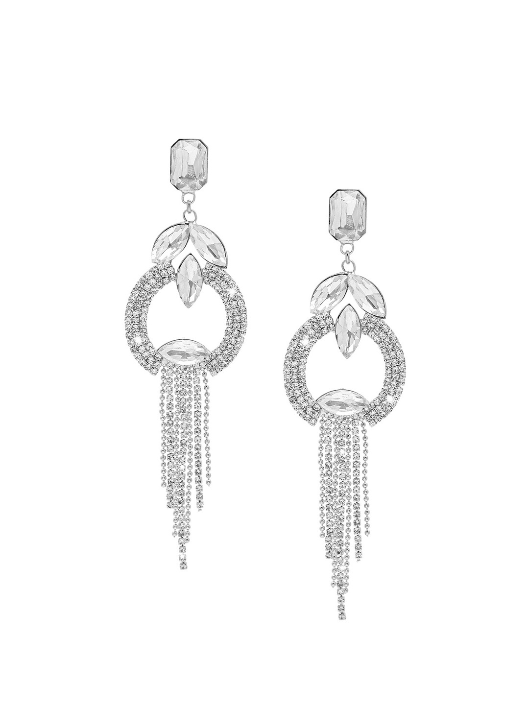 

Shining Jewel - By Shivansh Silver-Toned Contemporary Drop Earrings