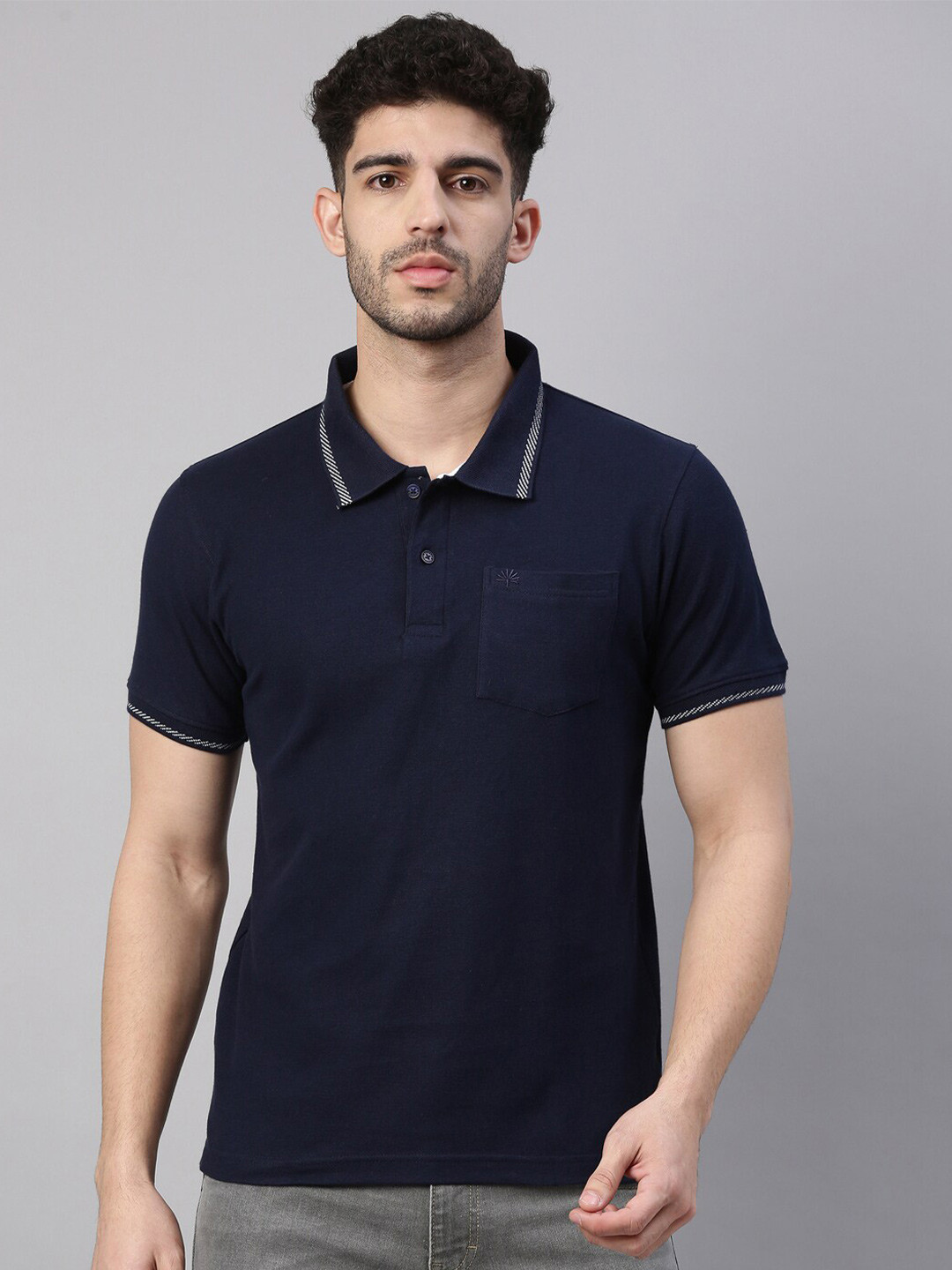 

Chennis Men Polo Collar Slim Fit T-shirt, Navy blue