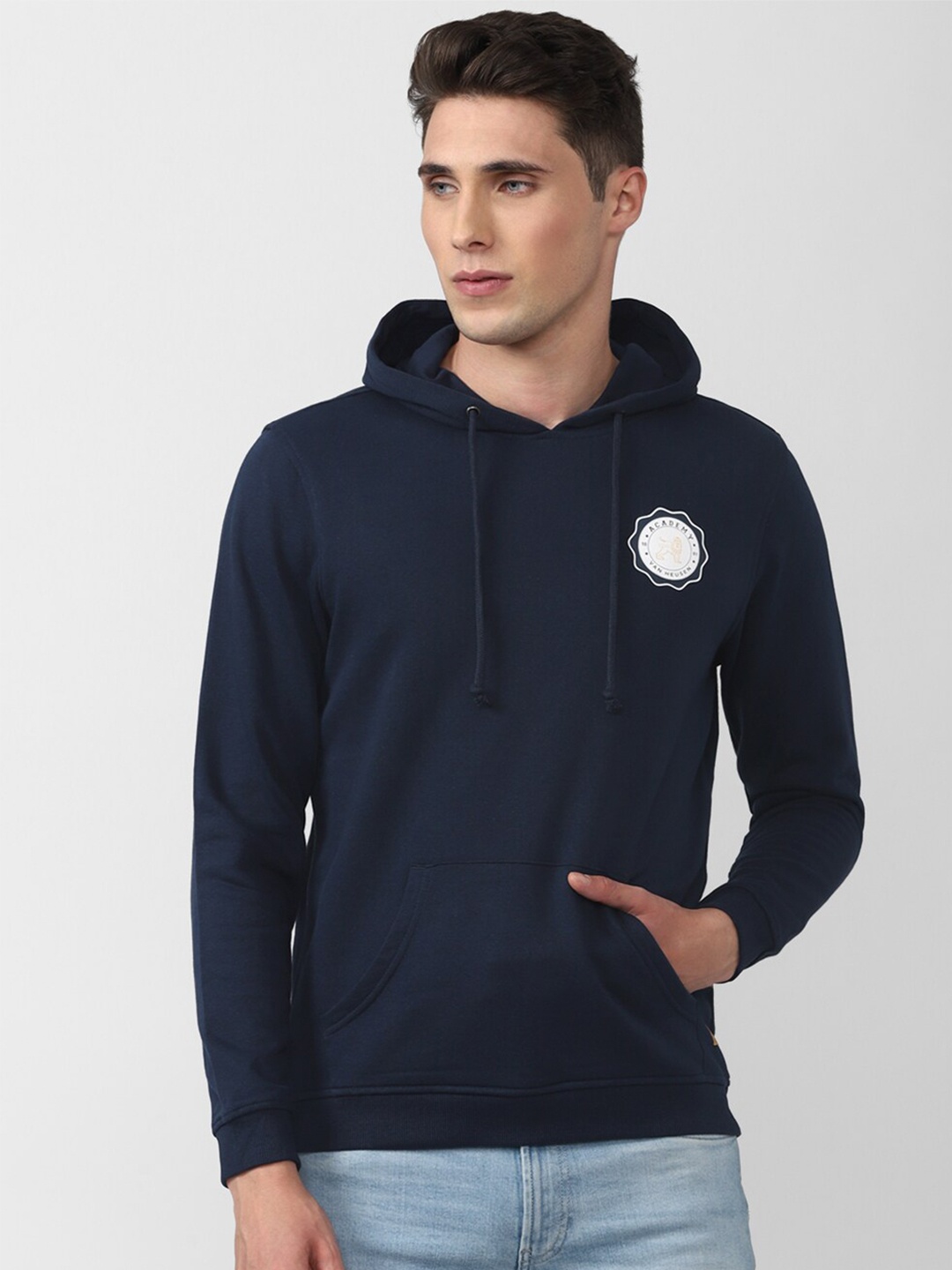 

Van Heusen ACADEMY Men Navy Blue Hooded Sweatshirt