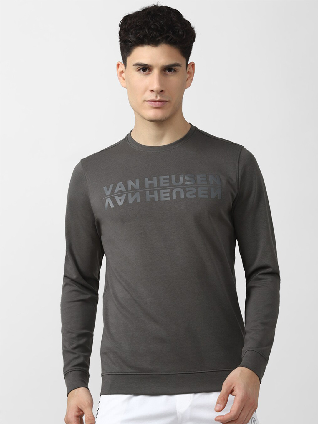 

Van Heusen Flex Men Printed Training Sweatshirt, Grey