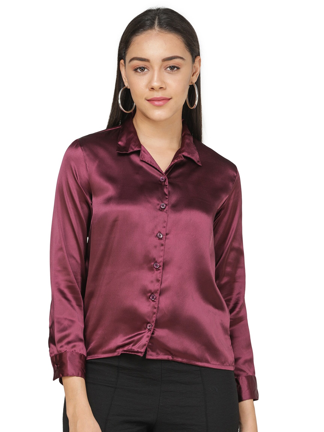 

DECHEN Women Purple Slim Fit Casual Shirt