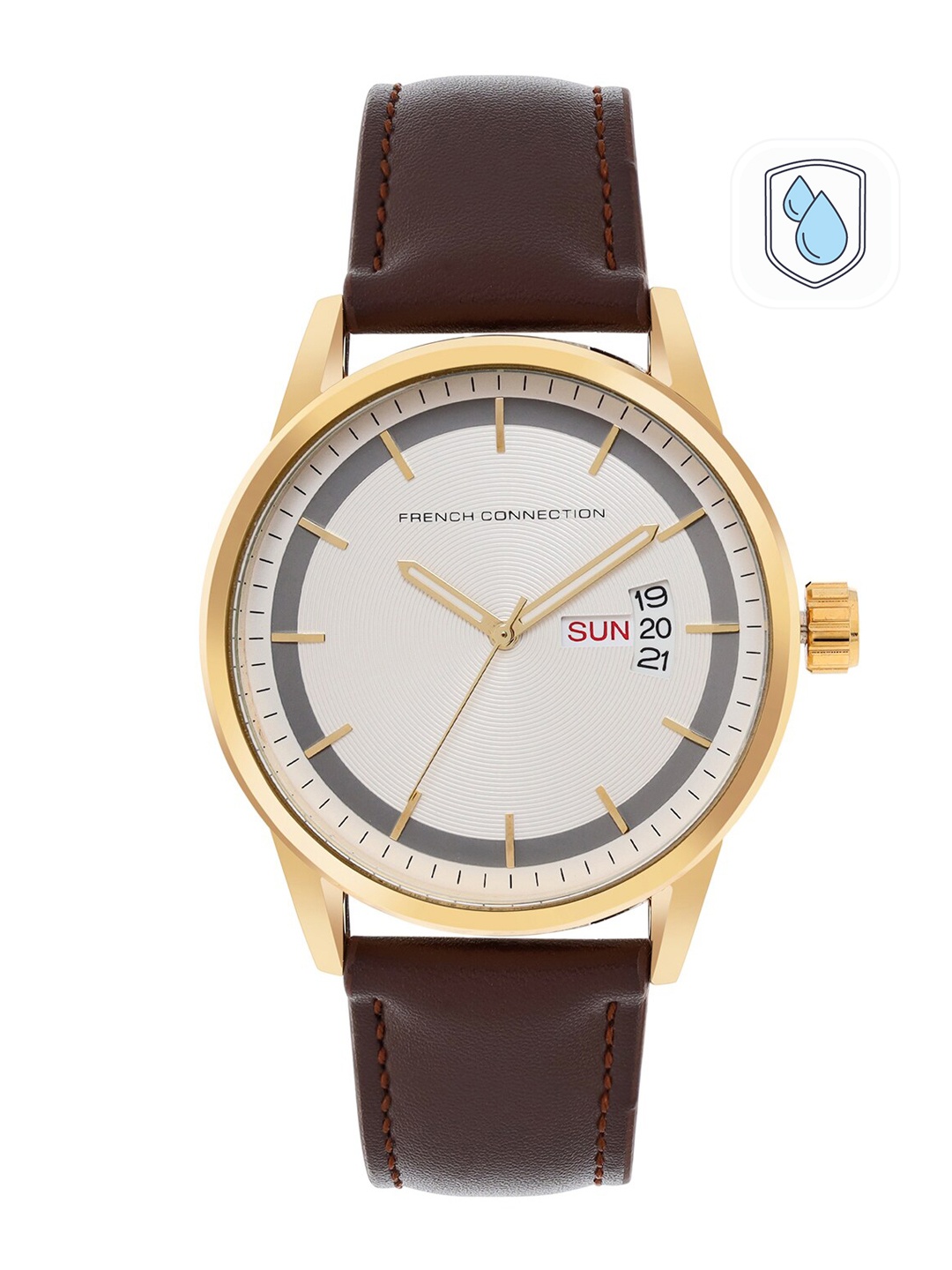 

French Connection Men White Dial & Brown Leather Straps Analogue Watch FC154G