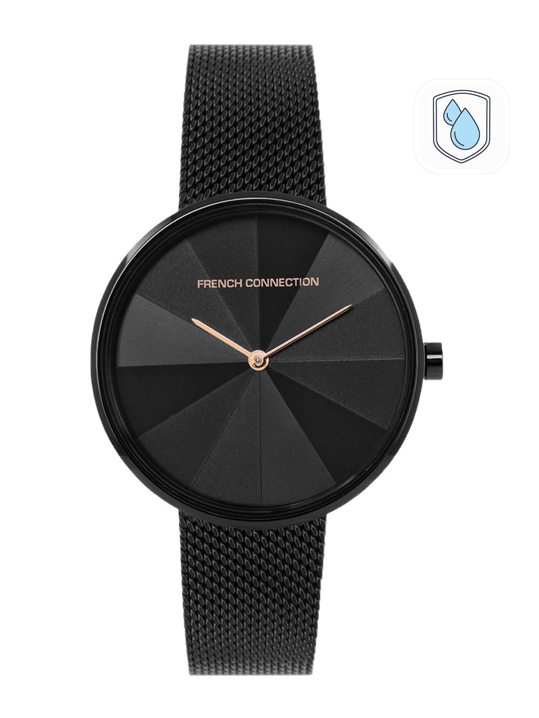 

French Connection Women Black Dial & Black Stainless Steel Bracelet Style Straps Analogue Watch FCL21-B