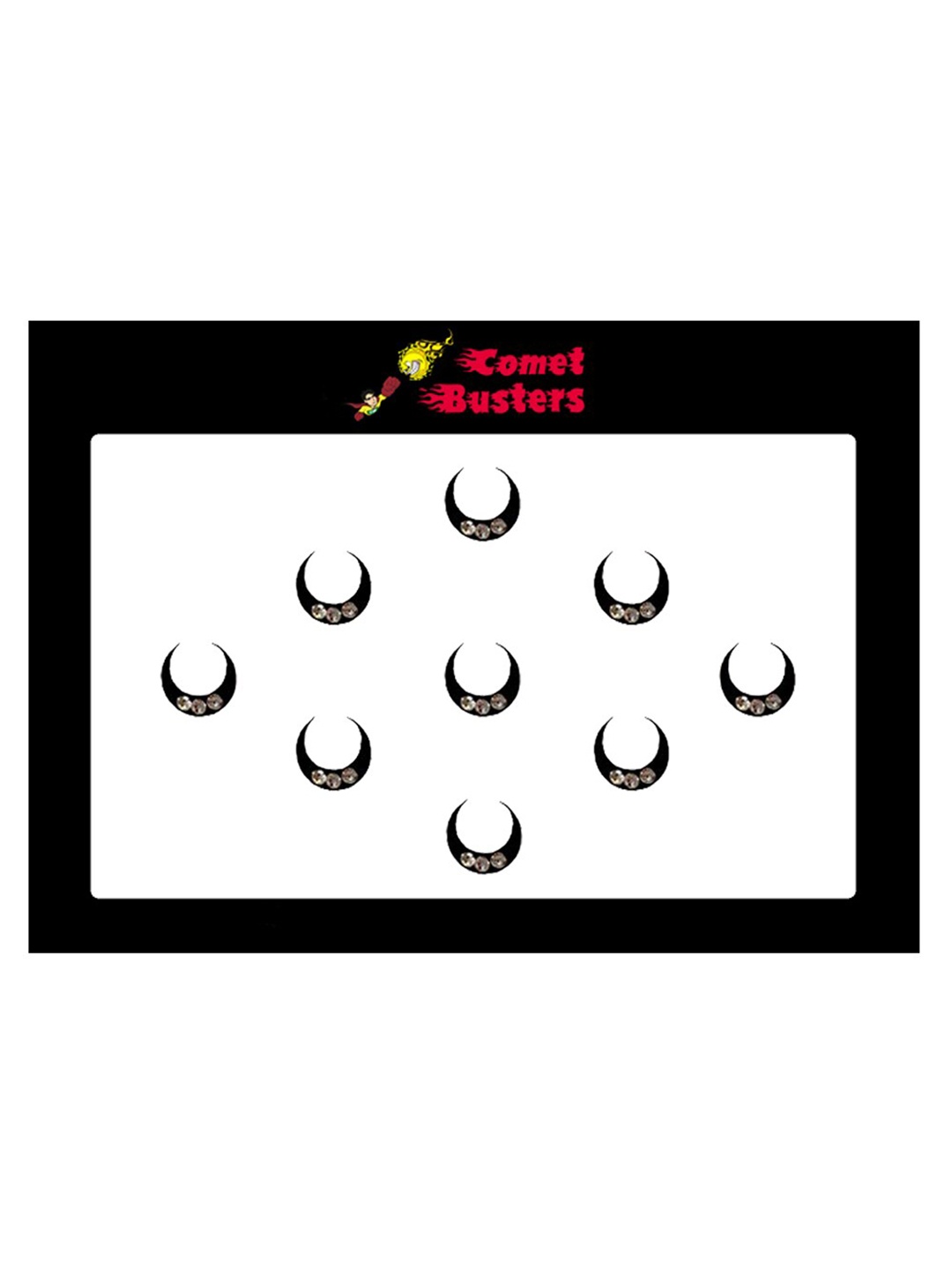 

Comet Busters 9 Pcs Embellished Reusable Designer Bindis - Black