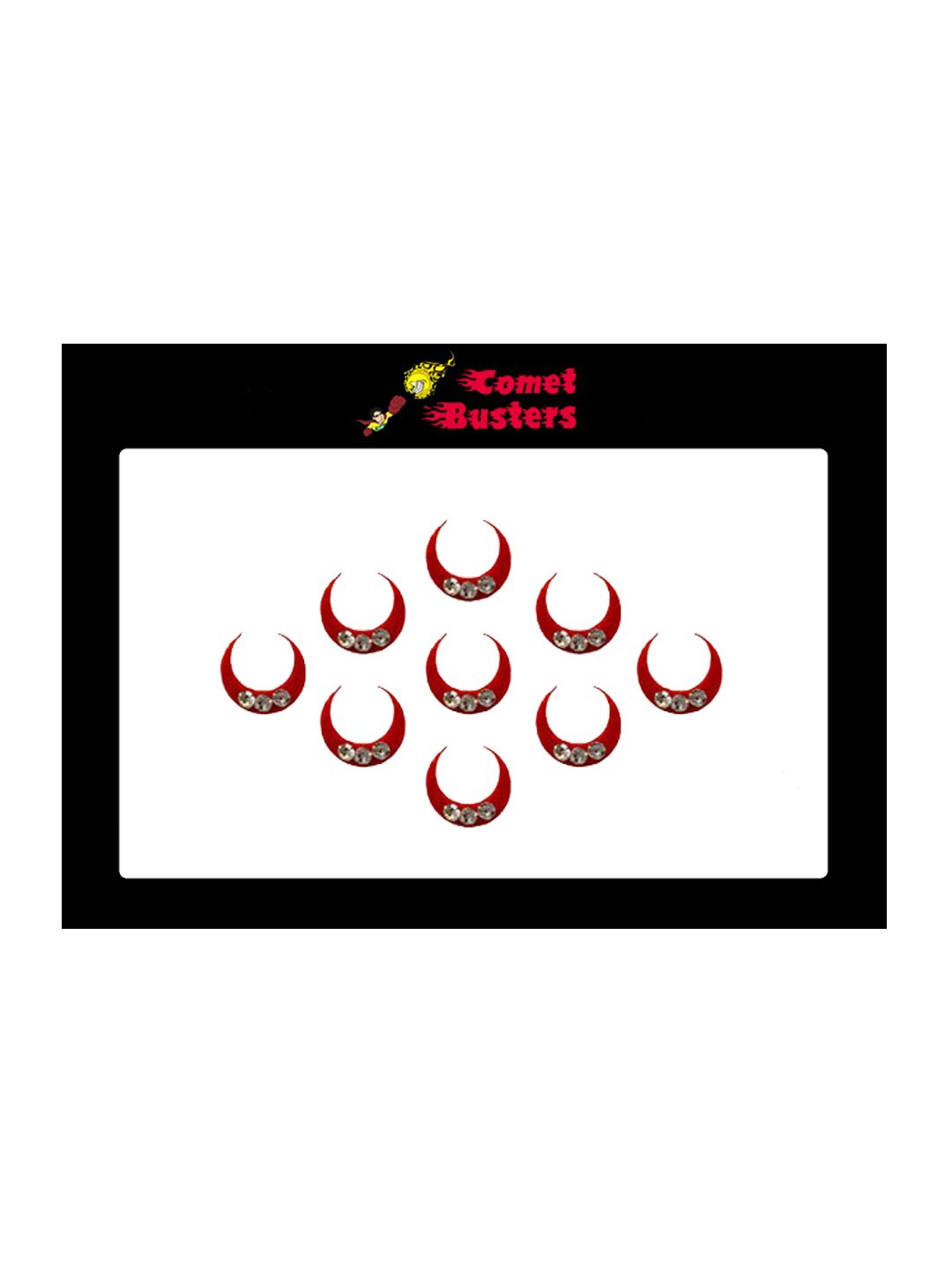 

Comet Busters 9 Pcs Embellished Reusable Designer Bindis - Red