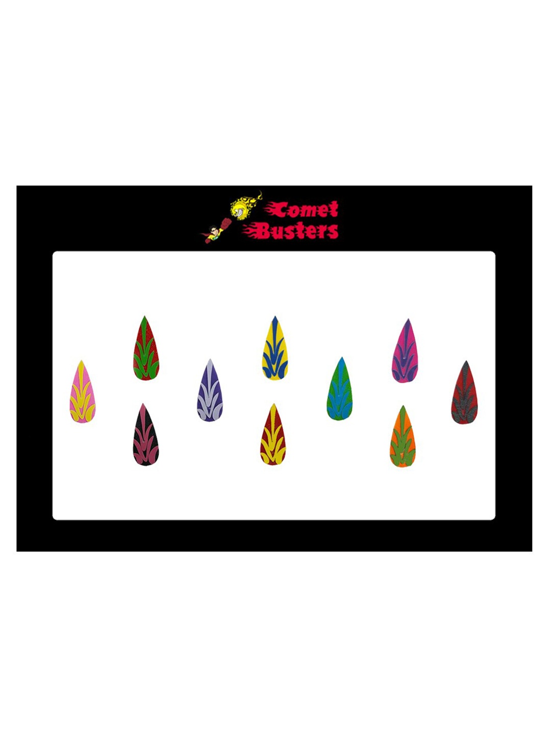 

Comet Busters 10 Pcs Reusable Designer Bindis - Multicoloured, Multi