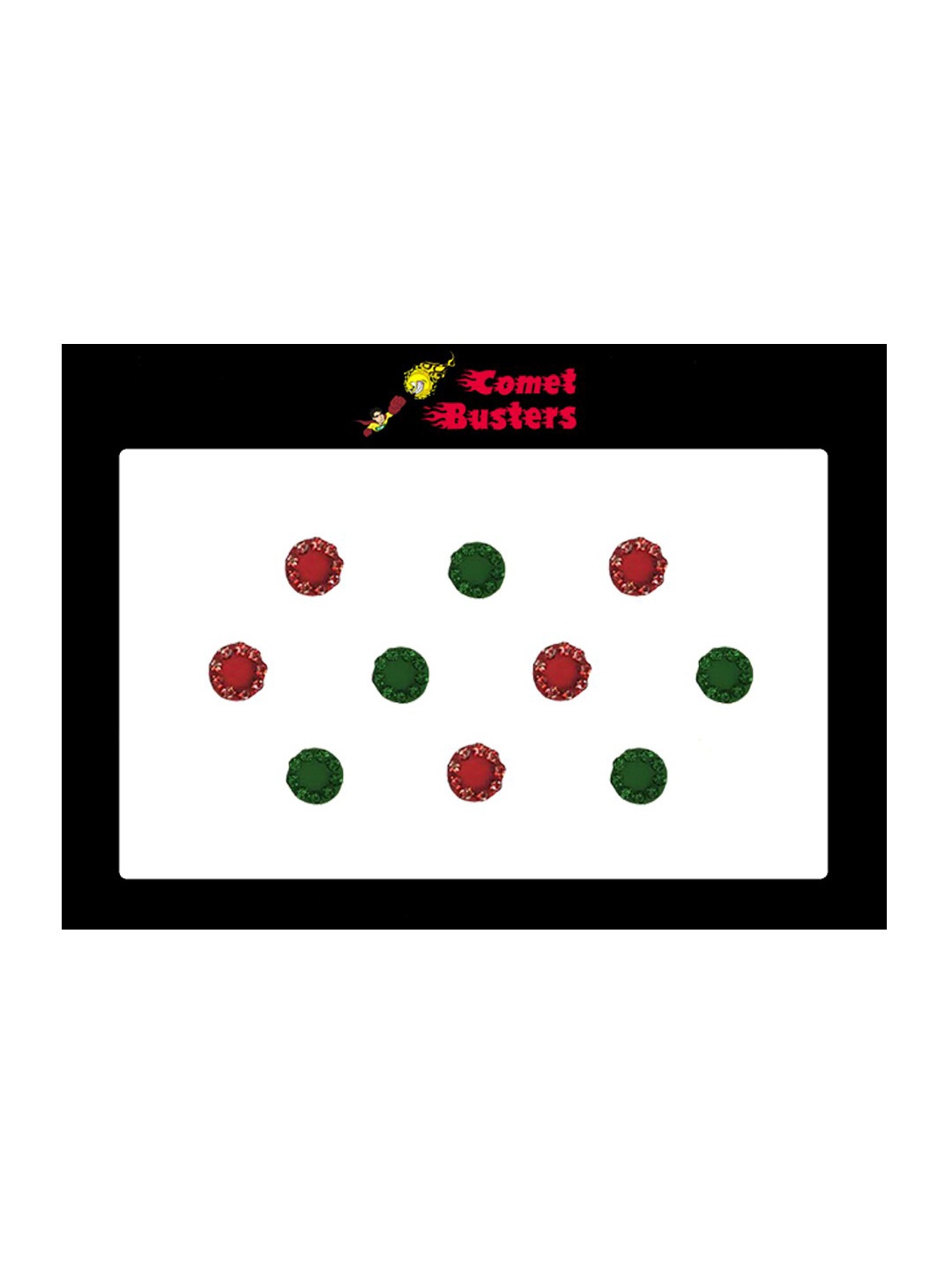 

Comet Busters 10 Pcs Embellished Reusable Bindis - Red & Green