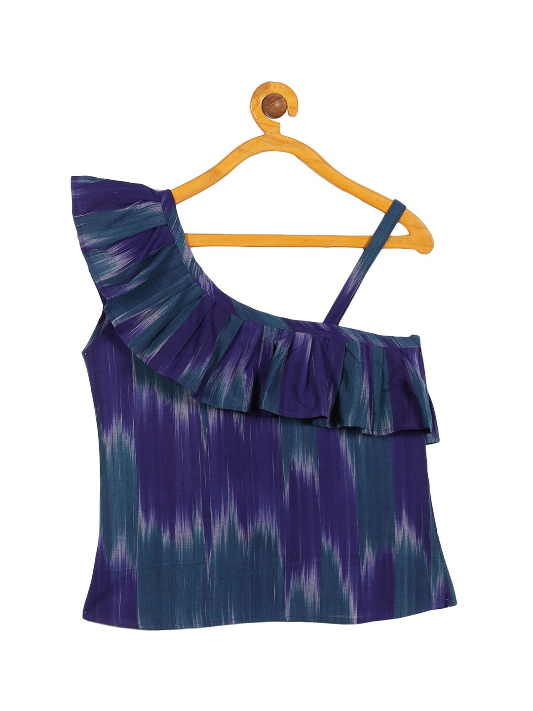 

Resha Girls Purple Tie and Dye Ruffles Top