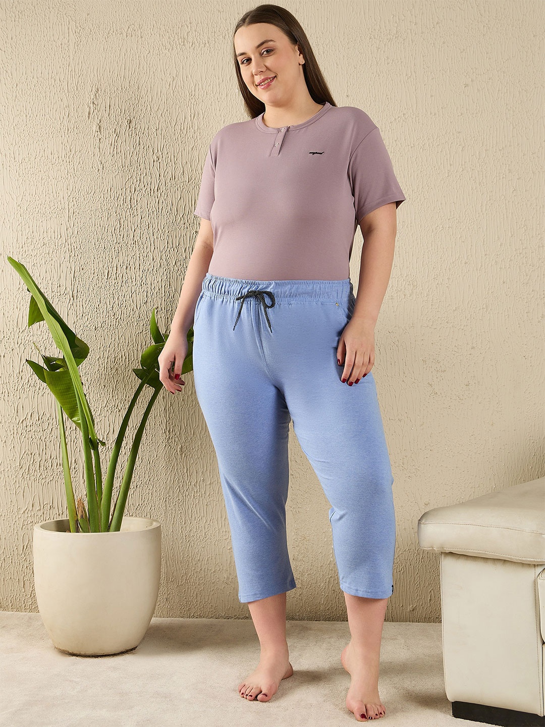 

CUPID Women Blue Plus Size Capris