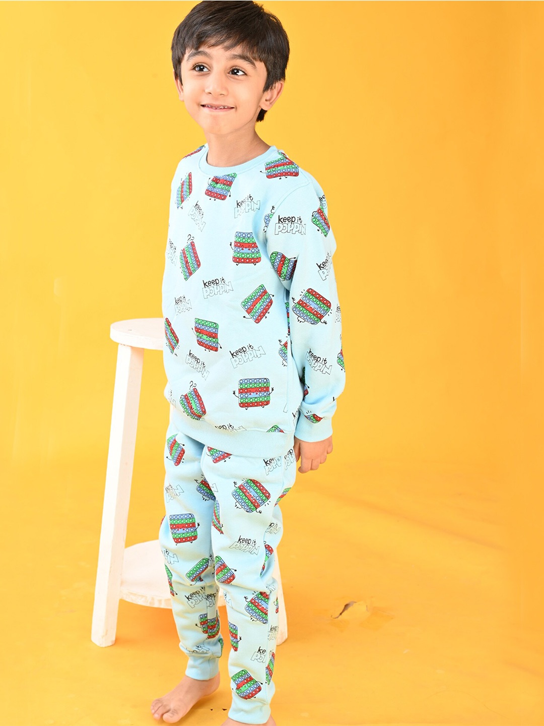 

Anthrilo Boys Blue & Red Pop It Printed Fleece Sweatshirt & Joggers