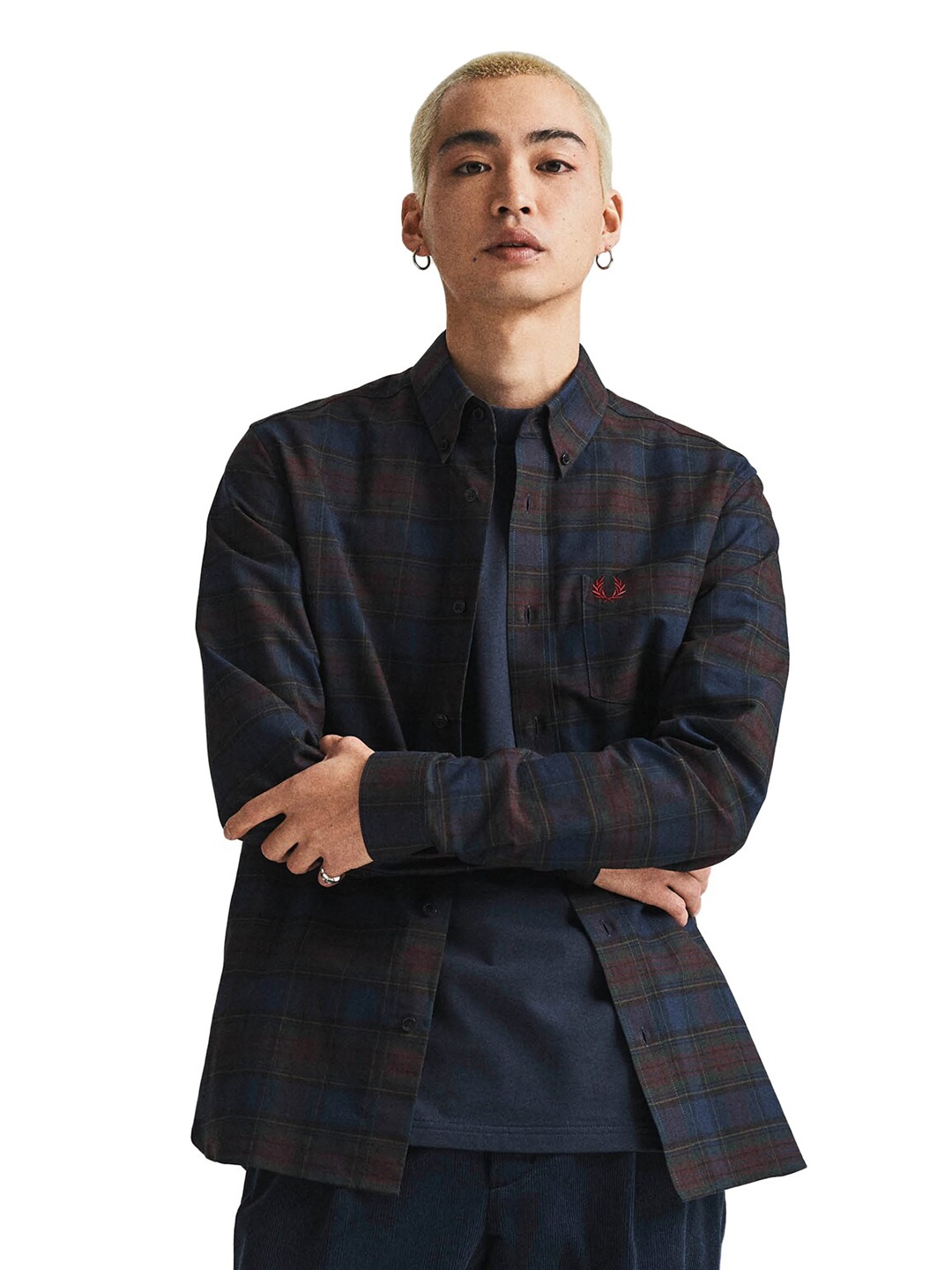 

Fred Perry Men Navy Blue Tartan Checked Casual Shirt