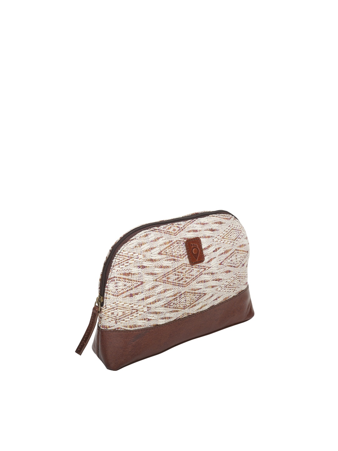 

TRAVALATE Cream-Coloured & Brown Printed Purse Clutch