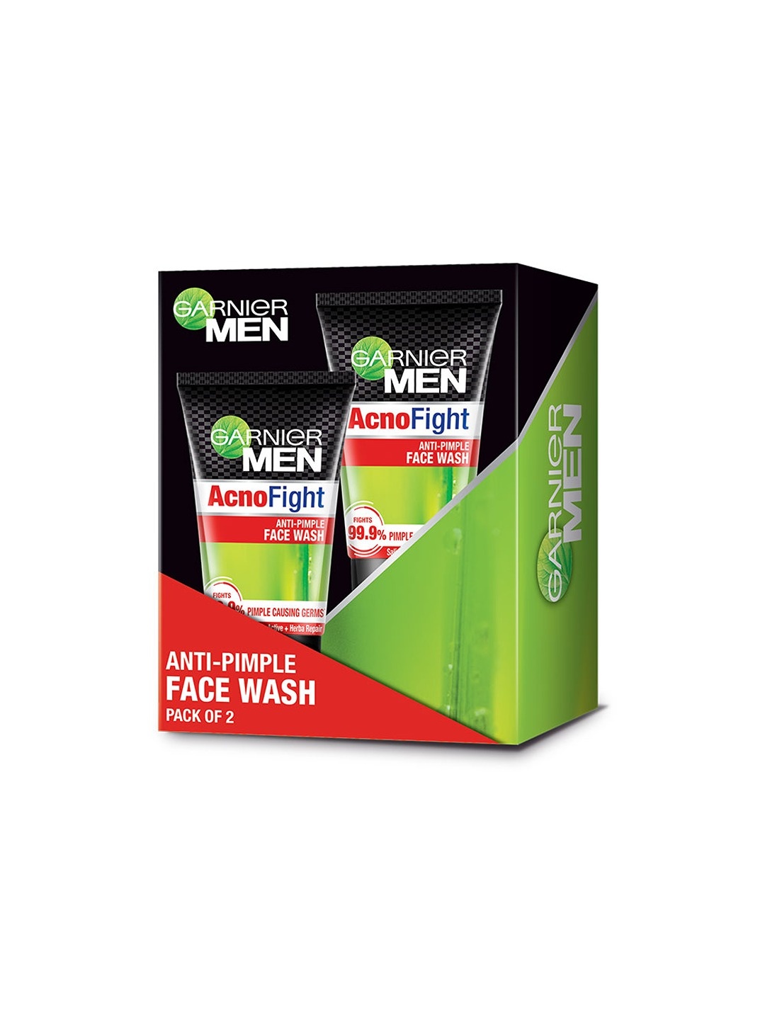 

Garnier Men Set of 2 Acno Fight 6 In 1 Anti Pimple Face Wash - 100 g Each, Green