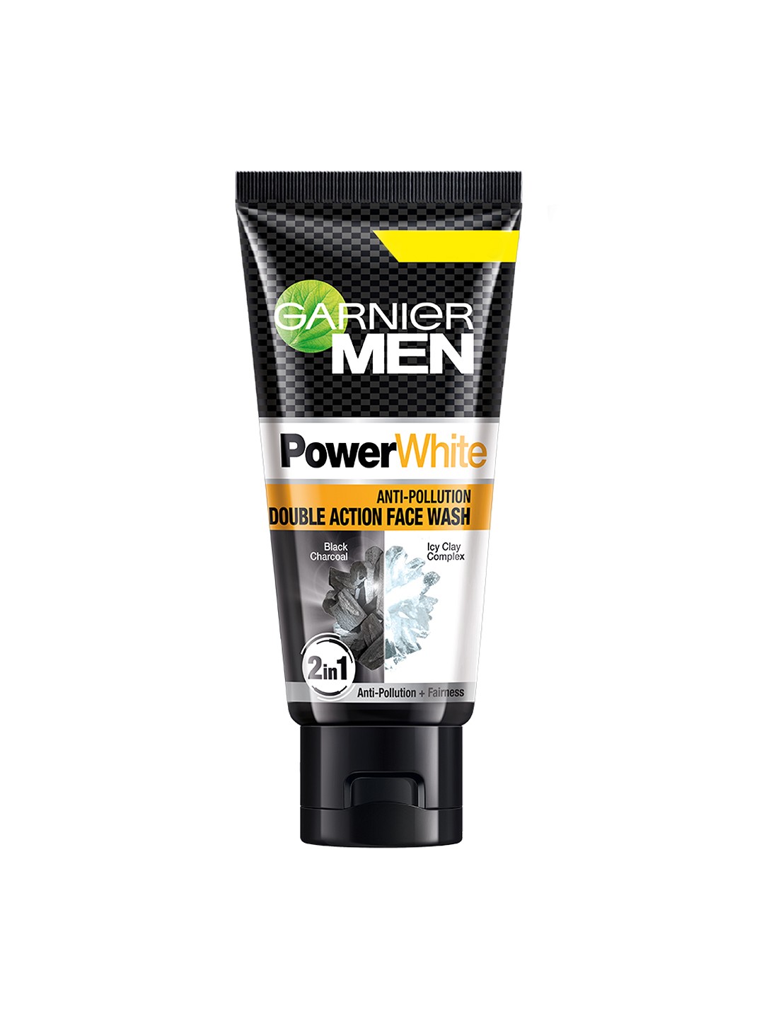 

Garnier Men Power White Double Action Face Wash with Charcoal & Icy Clay Complex - 100g, Black