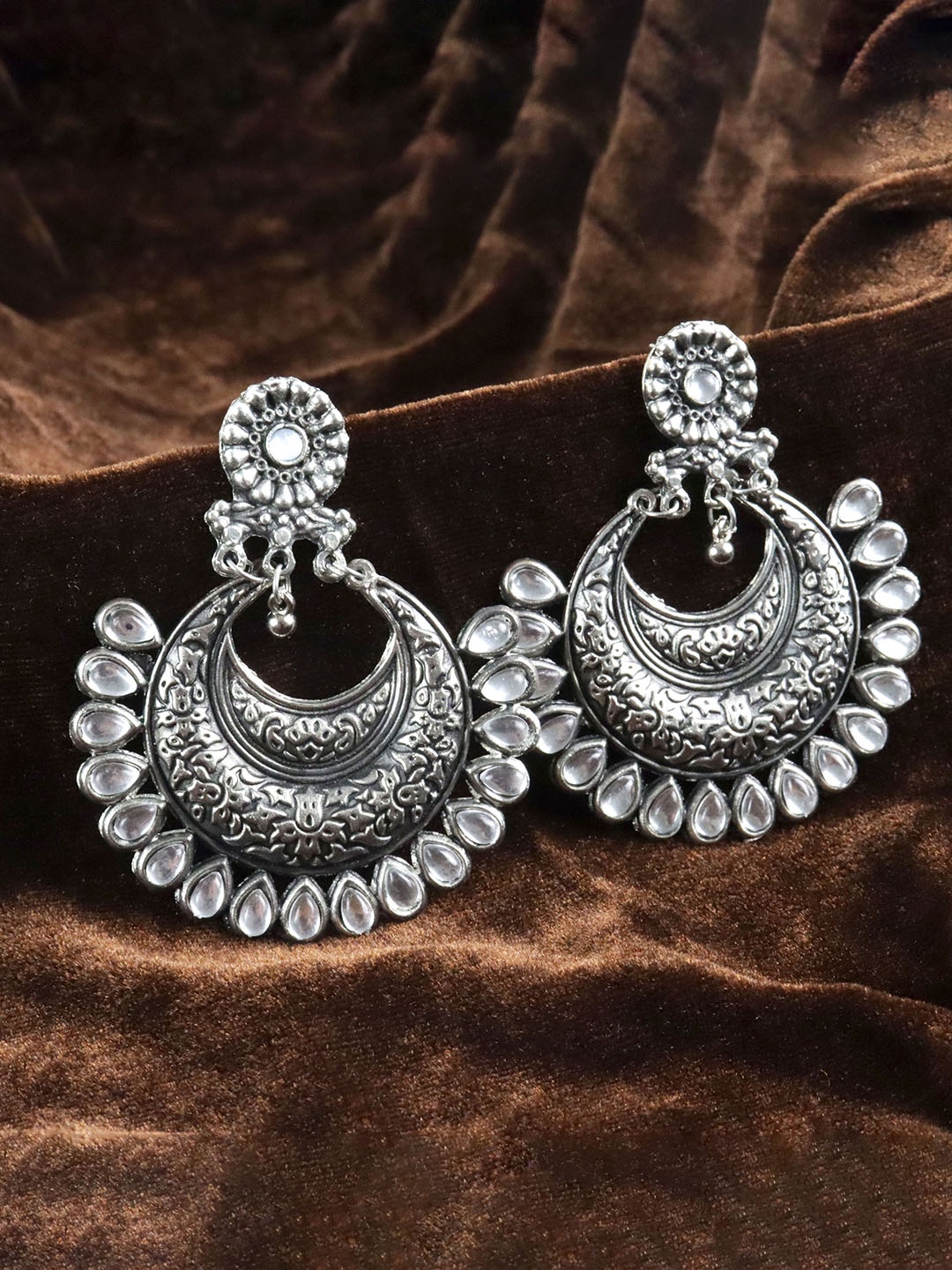

Krelin Silver-Toned Contemporary Chandbalis Earrings