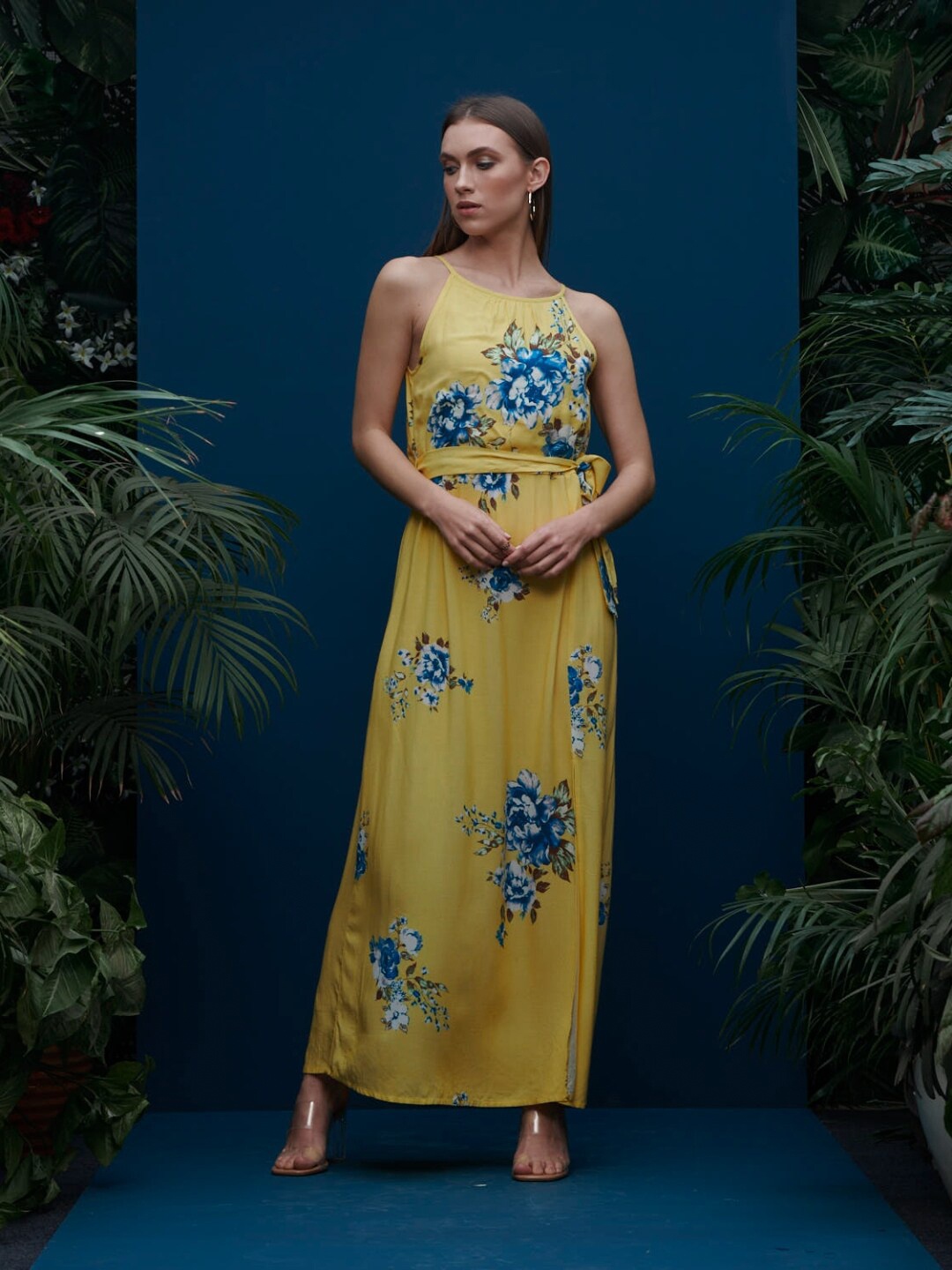 

Style Island Women's Yellow Floral Maxi Dress