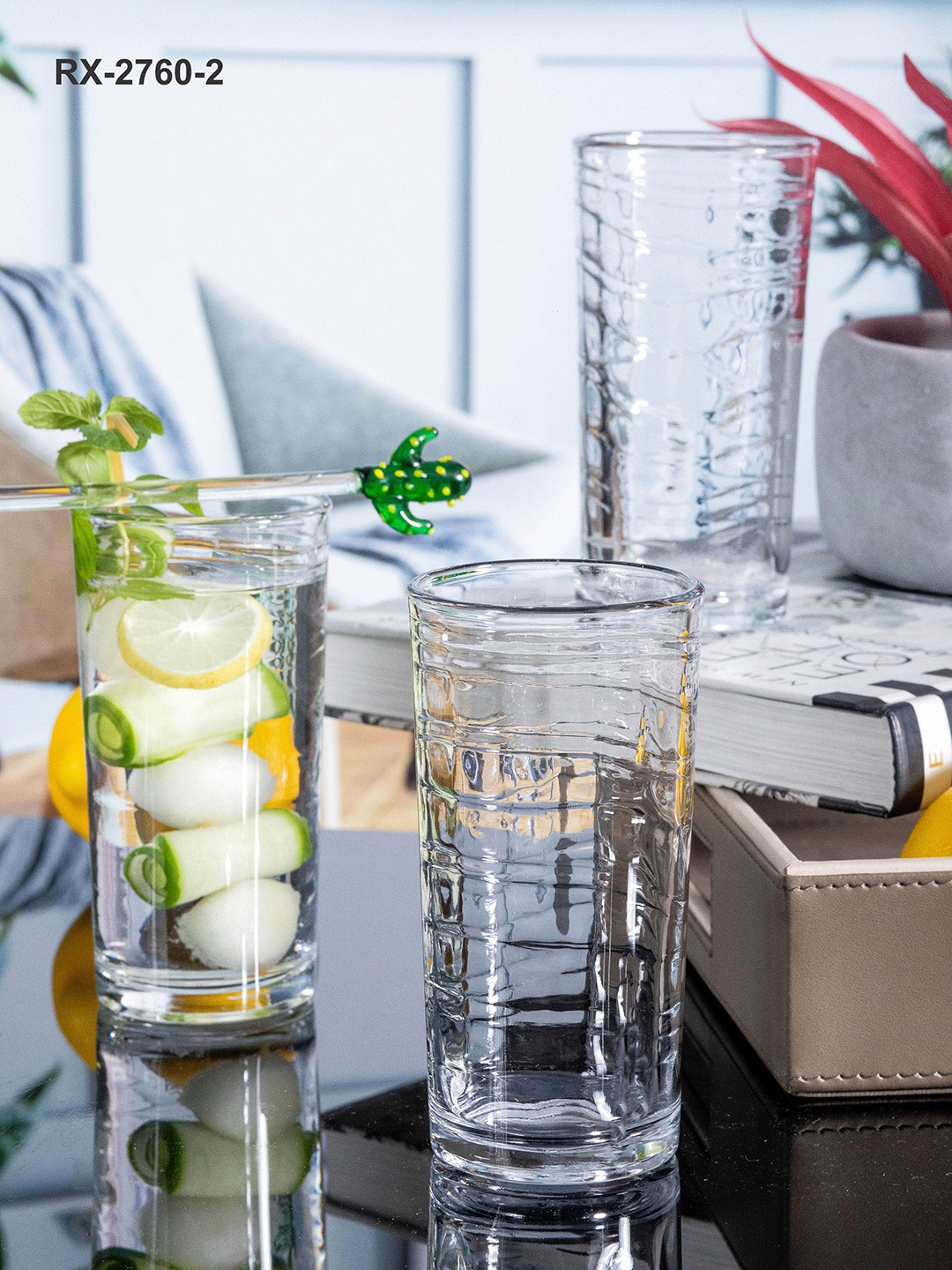 

Roxx Set of 12 Clear Glass Tuscany Wave Tumbler 250 ML Each, Transparent