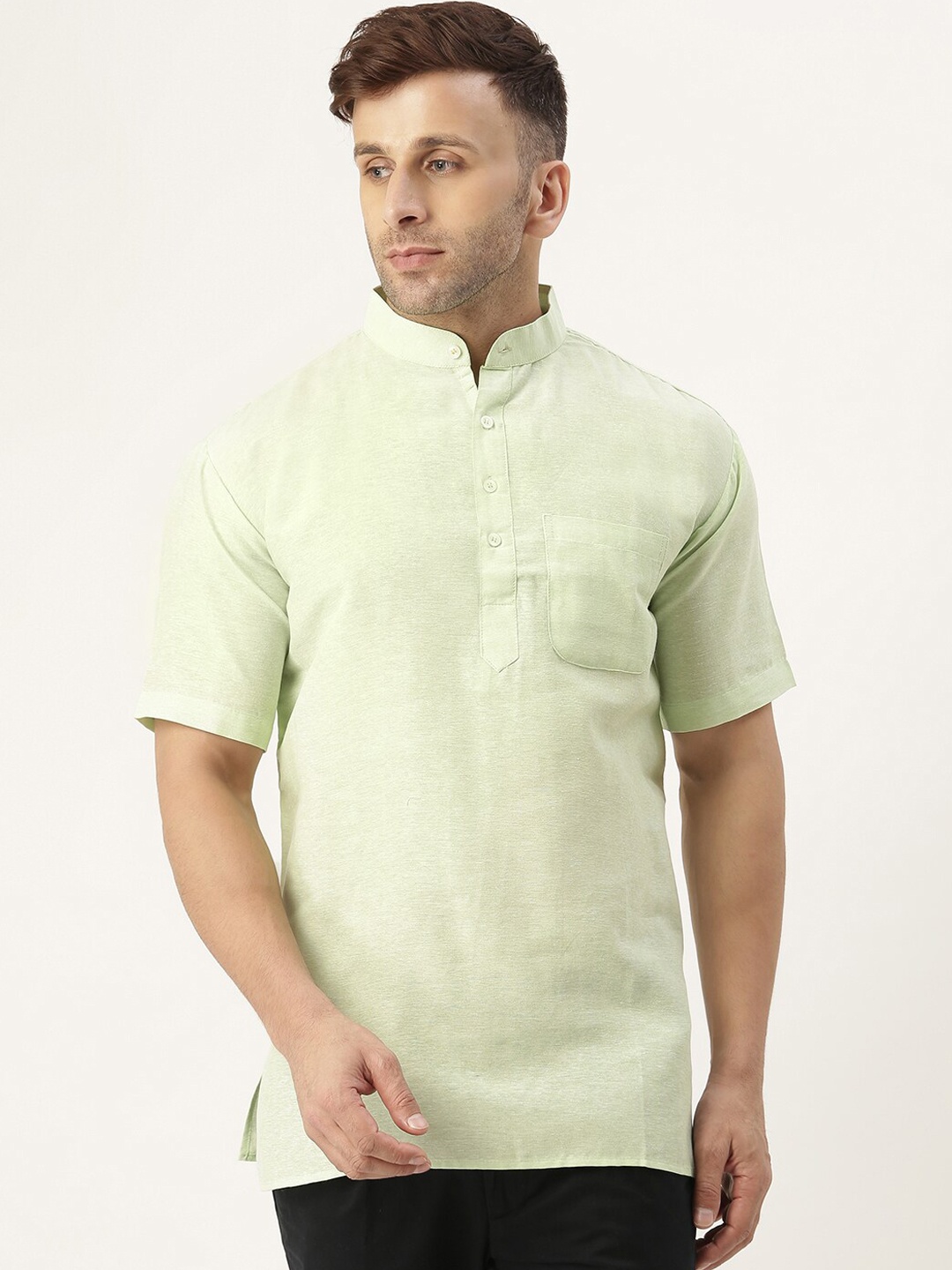 

RIAG Men Green Solid Short Kurta