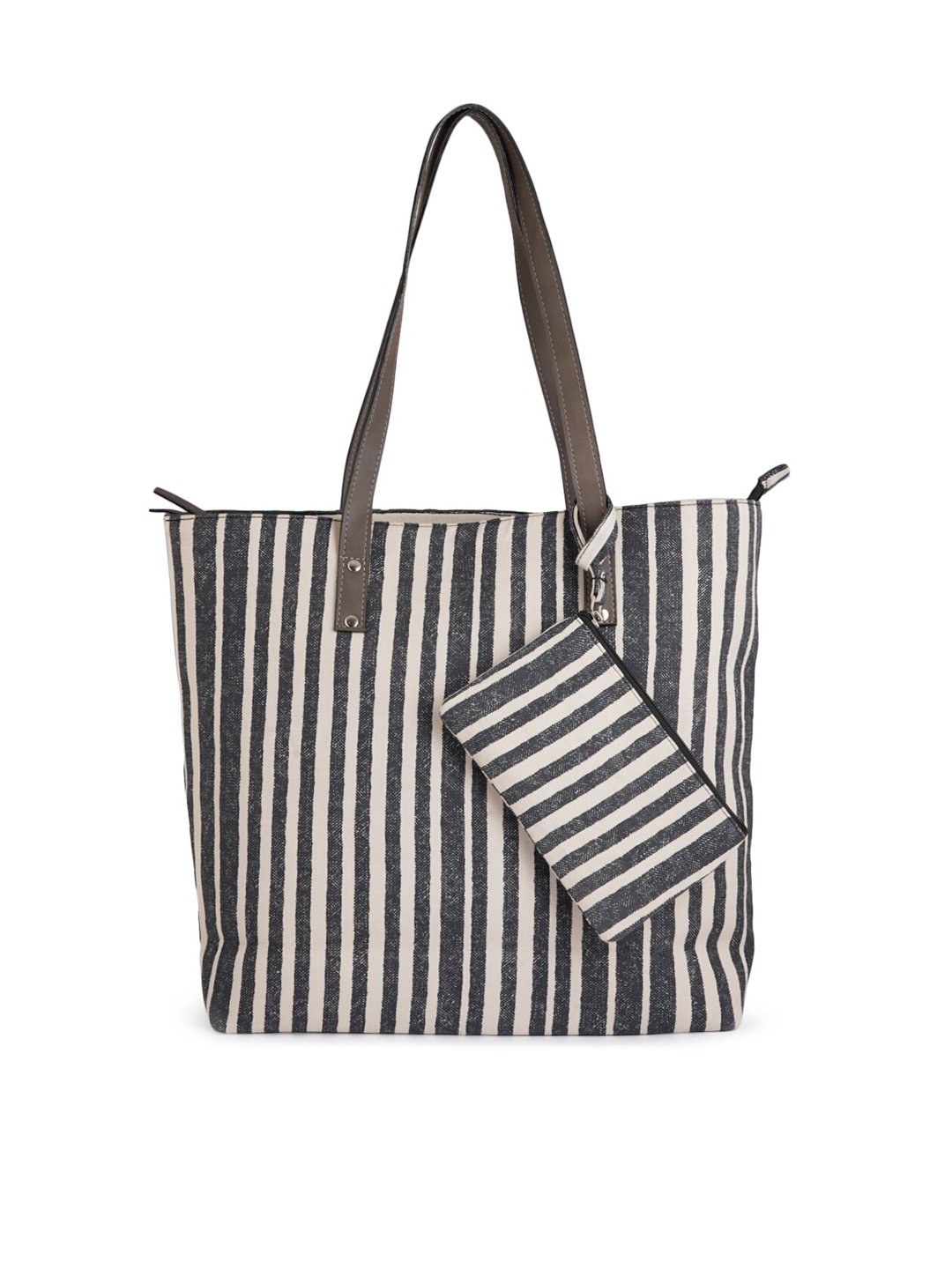 

Style Shoes White & Black Striped Oversized Shopper Handheld Bag