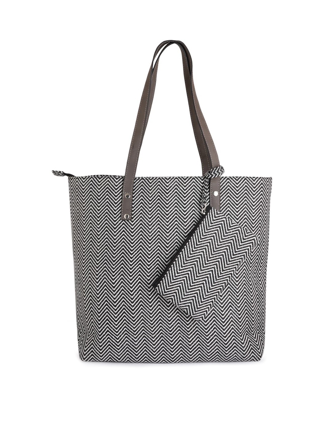 Style Shoes Grey Geometric Oversized Shopper Tote Bag
