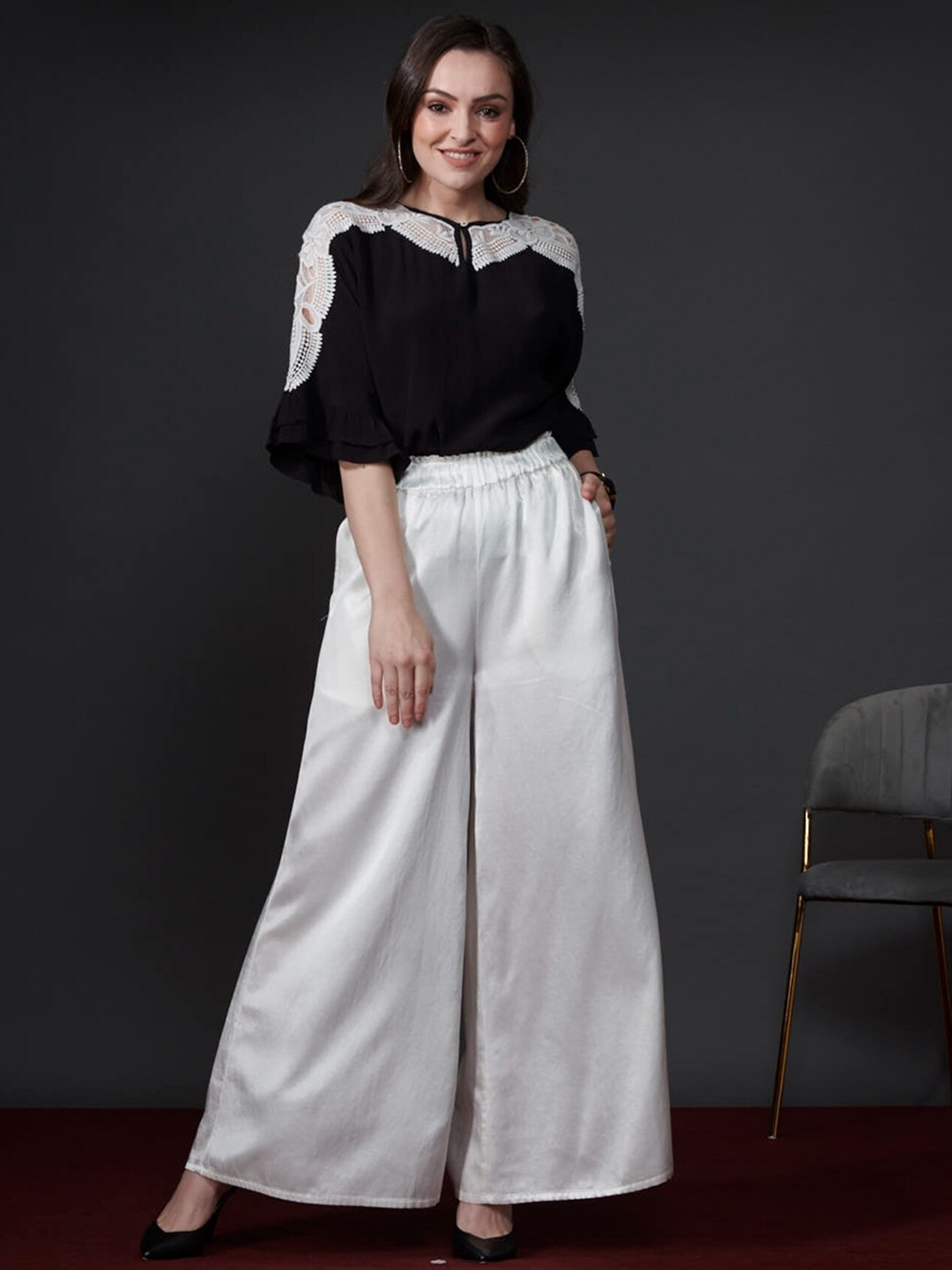 

Style Island Women Smart Loose Fit High-Rise Culottes Trousers, White