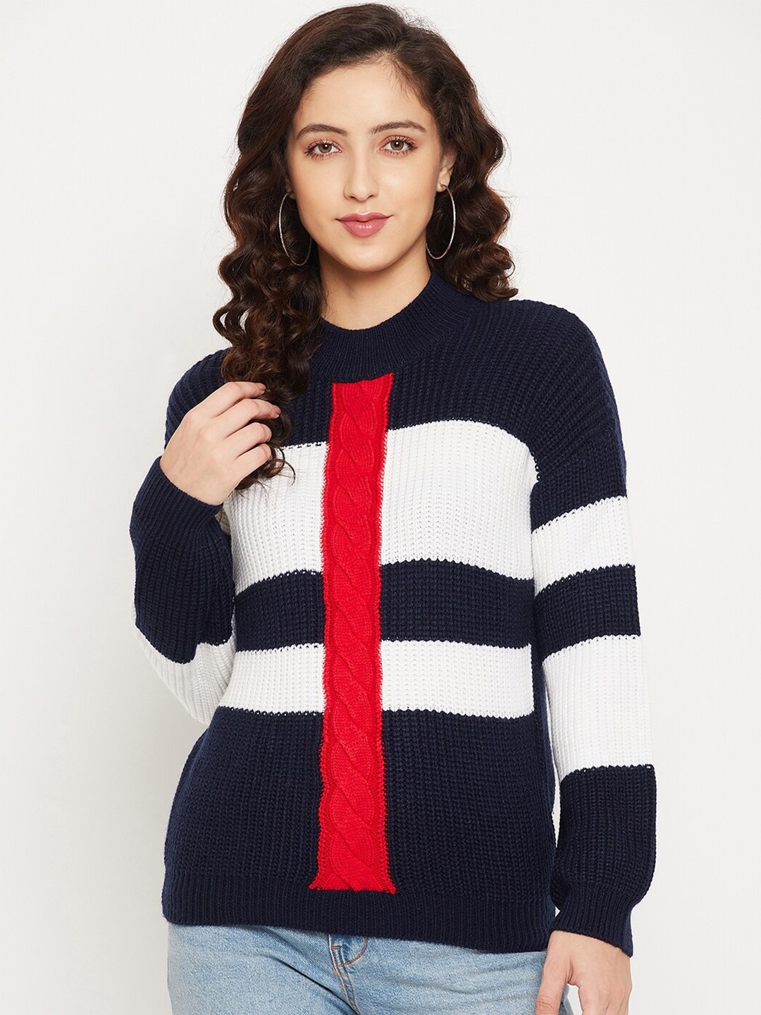 

CAMLA Women Navy Blue & White Pullover