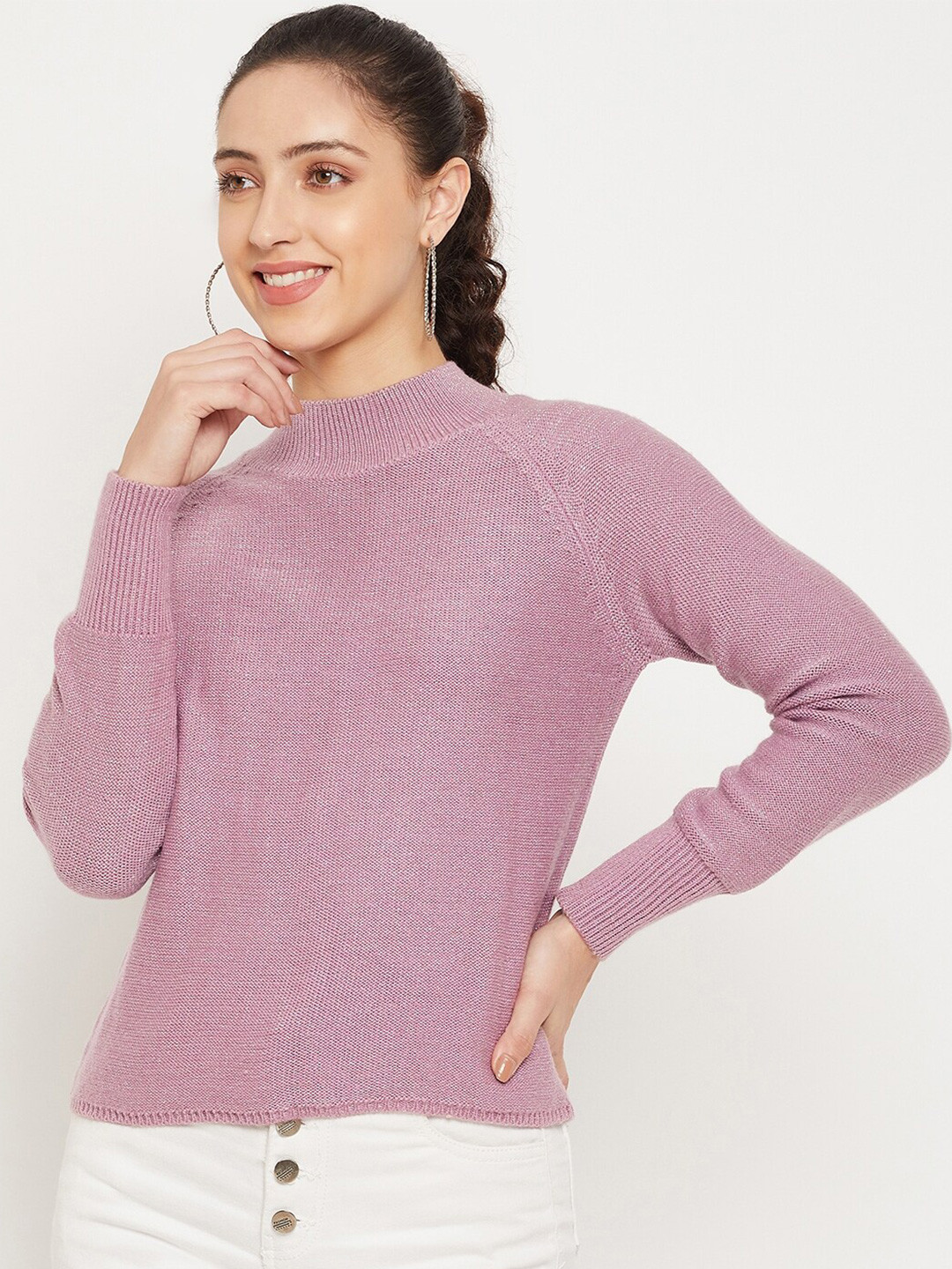 

CAMLA Women Purple Cable Knit Pullover