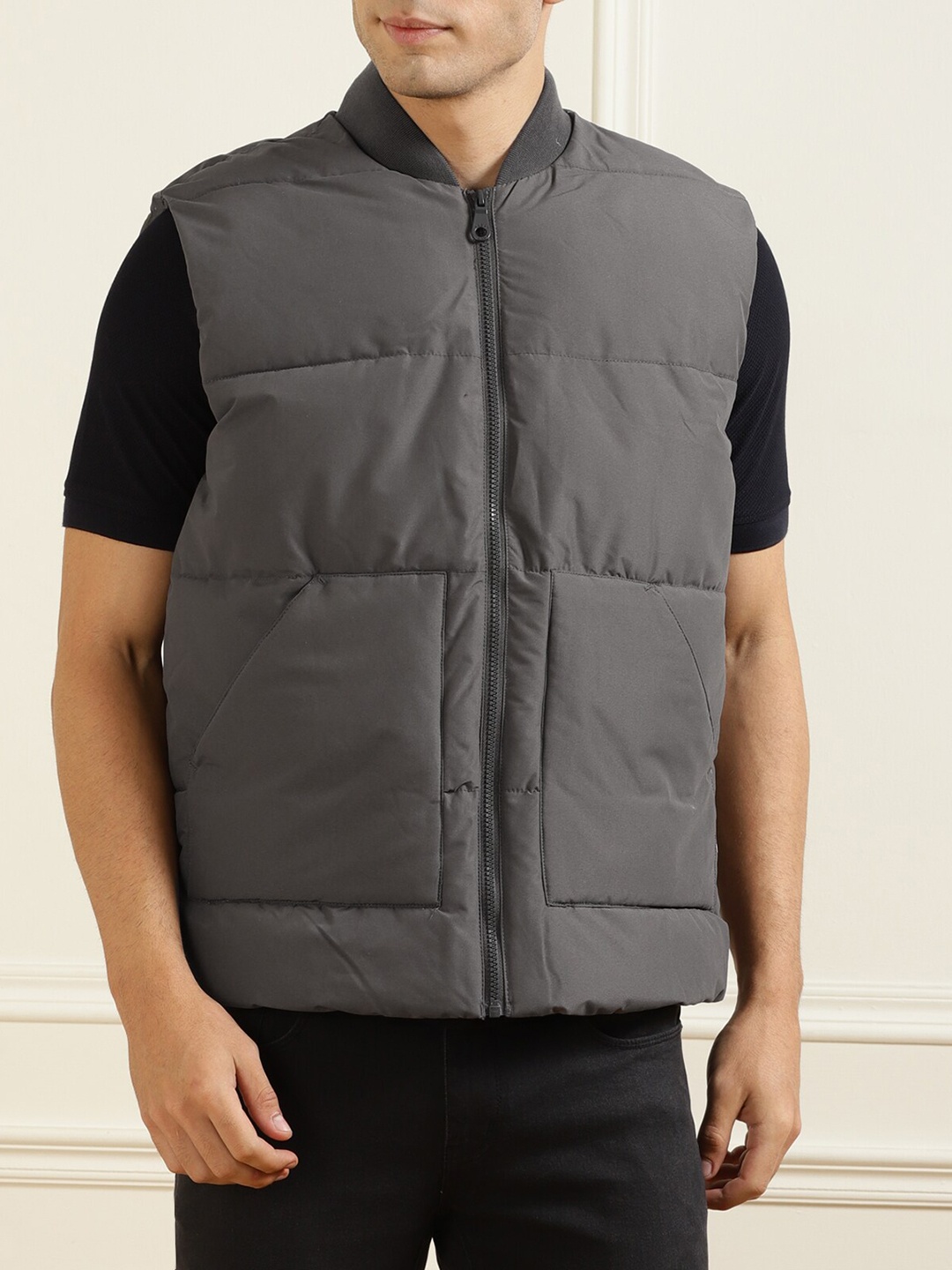 

Farah Men Grey Longline Padded Jacket