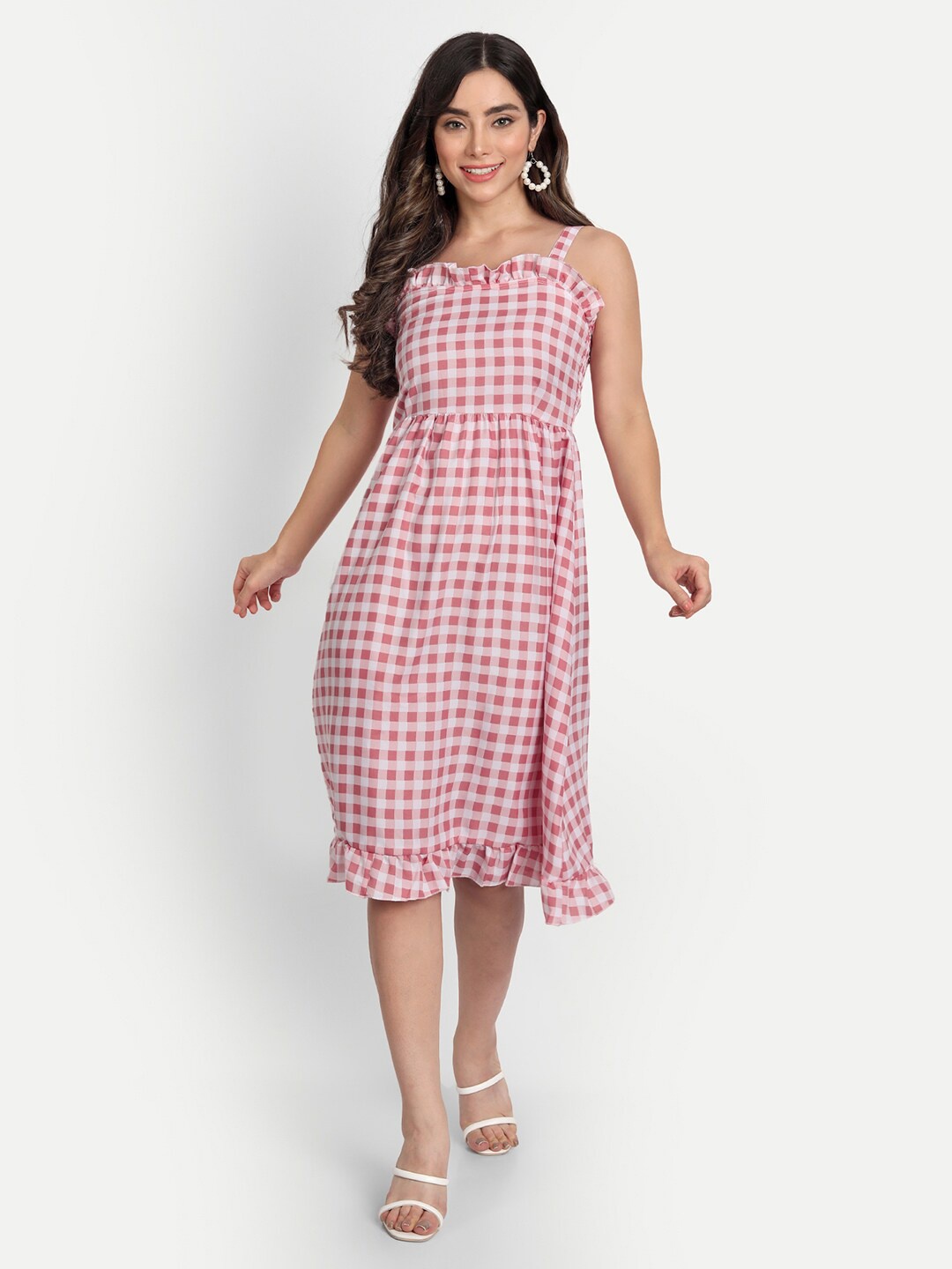 

GUFRINA Peach-Coloured Checked Dress