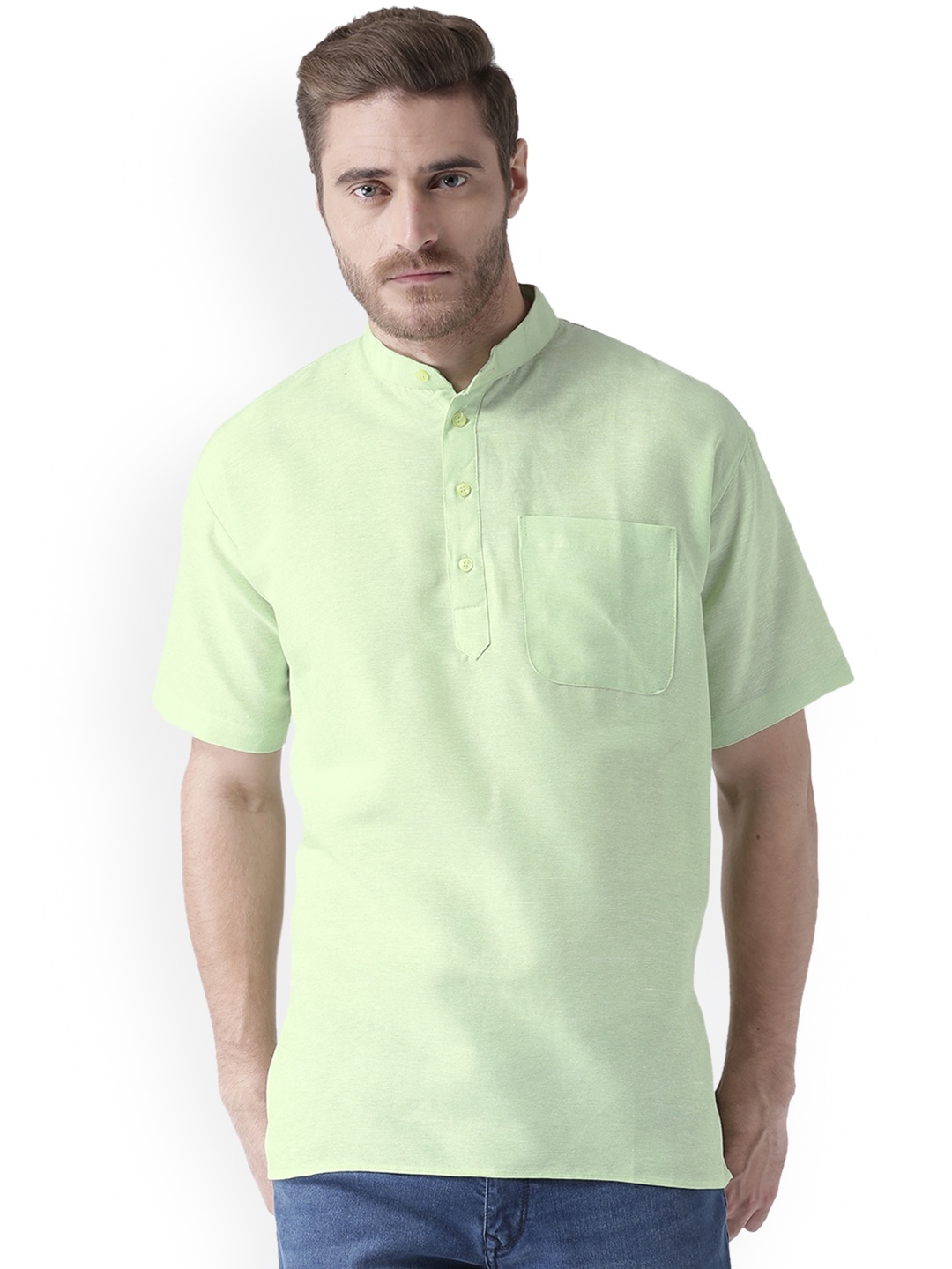 

RIAG Men Green Solid Short Kurta