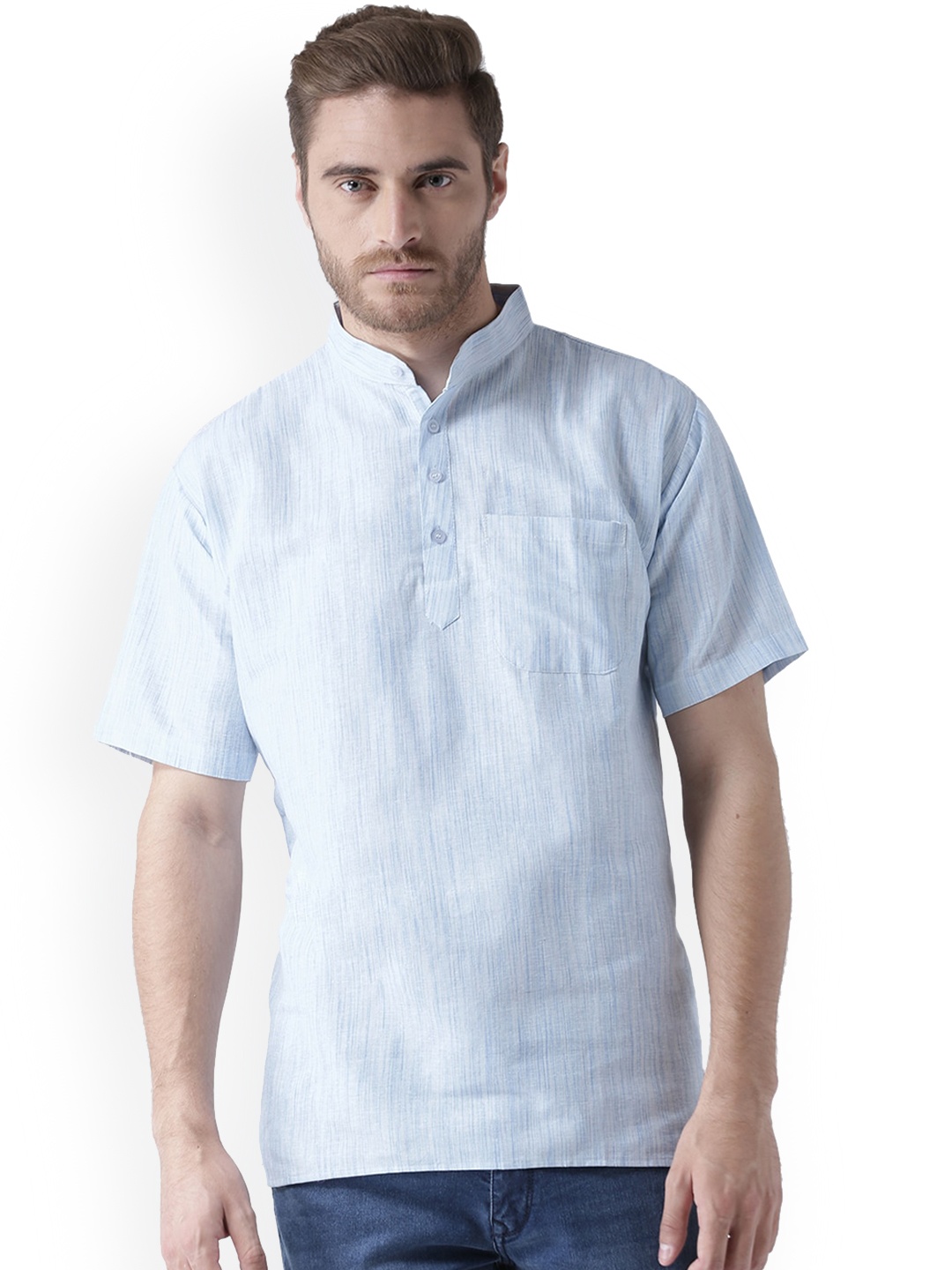 

RIAG Men Blue Khadi Short Kurta