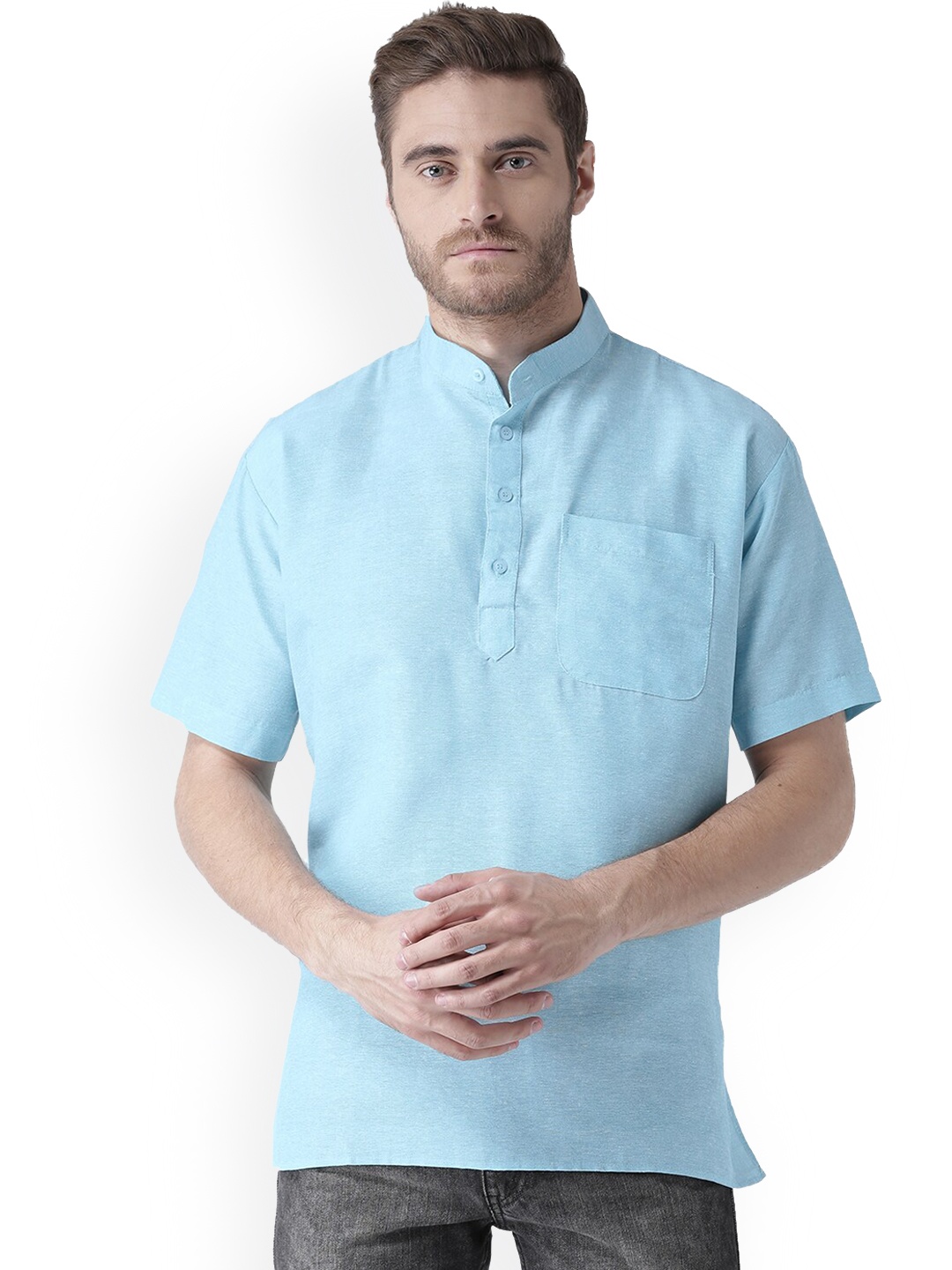 

RIAG Men Blue Khadi Cotton Kurta