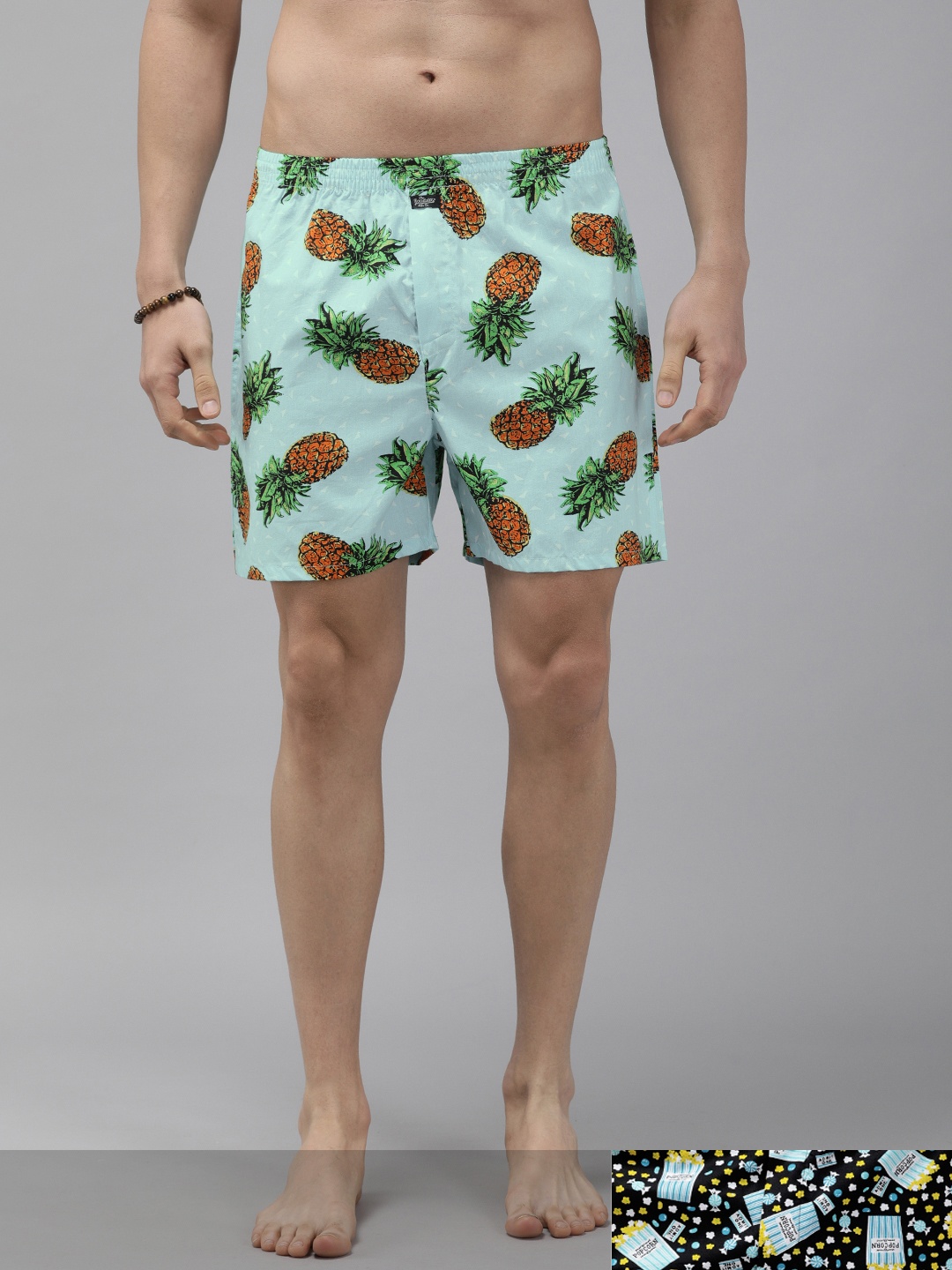 

Roadster The Lifestyle Co. Men Pack of 2 Printed Cotton Boxers, Green