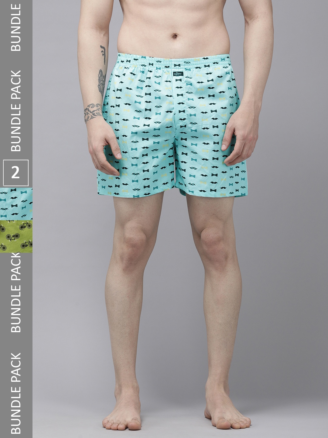 

Roadster Men Pack Of 2 Printed Pure Cotton Boxers, Multi