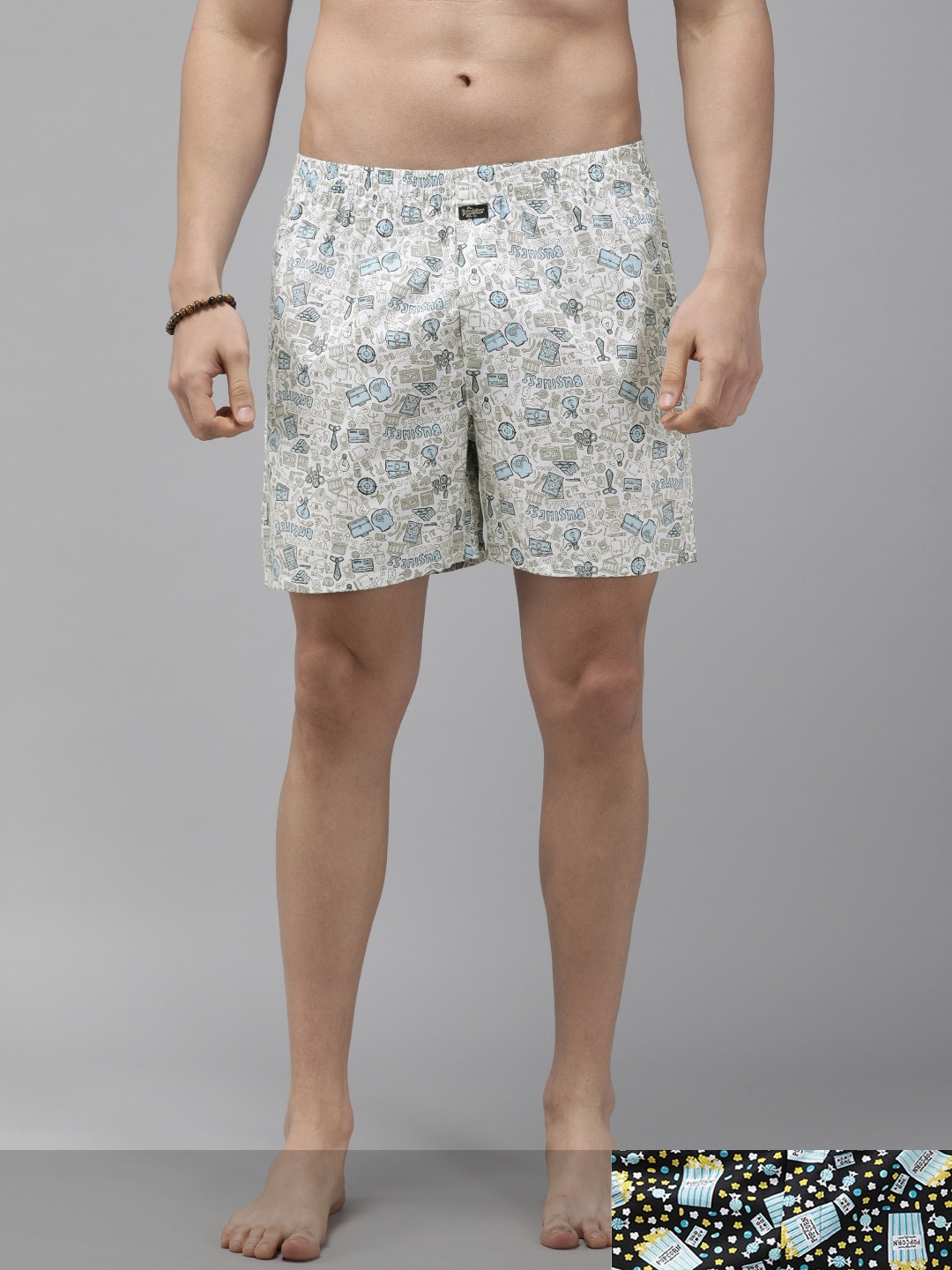 

Roadster Men Pack Of 2 Pure Cotton Printed Boxers RDS-KEN-MBOX- PRINT-02KC, Off white
