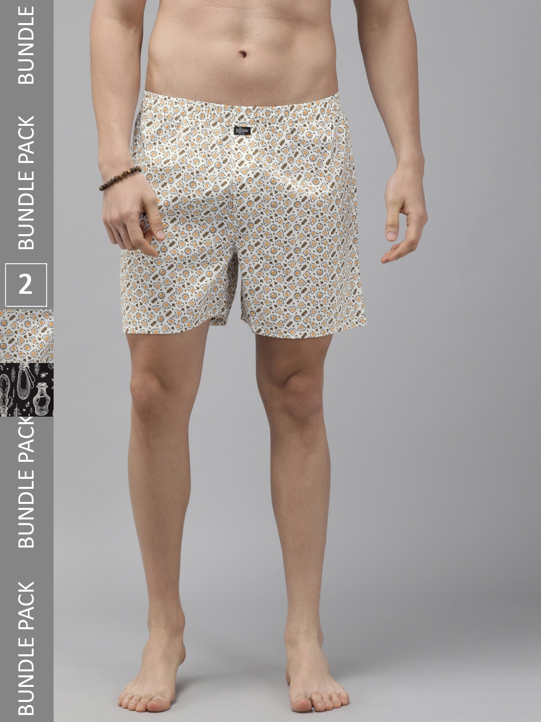 

Roadster The Lifestyle Co. Men Pack of 2 Printed Cotton Boxers, Black