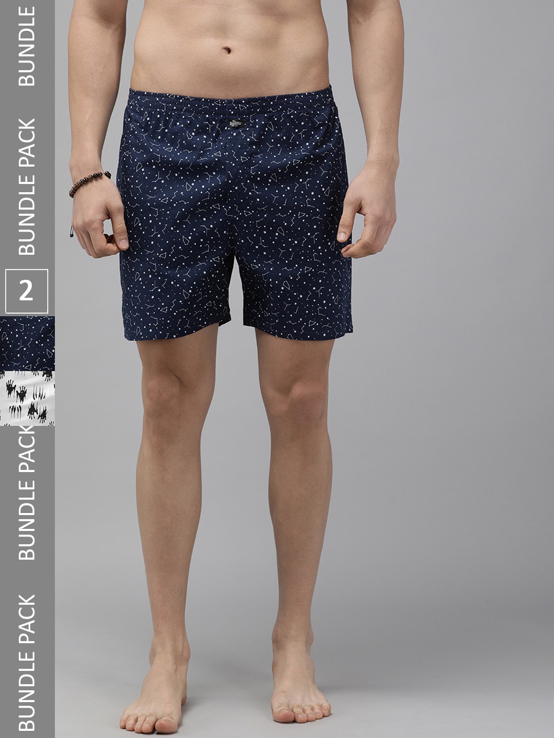 

Roadster The Lifestyle Co. Men Pack of 2 Printed Cotton Boxers, White