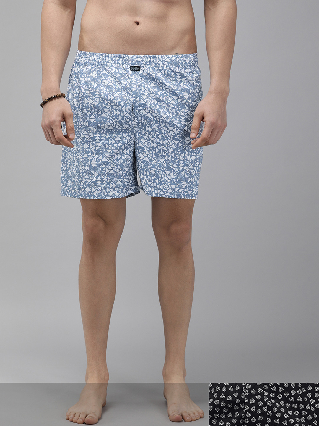 

The Roadster Lifestyle Co. Men Pack Of 2 Printed Cotton Boxers, Blue