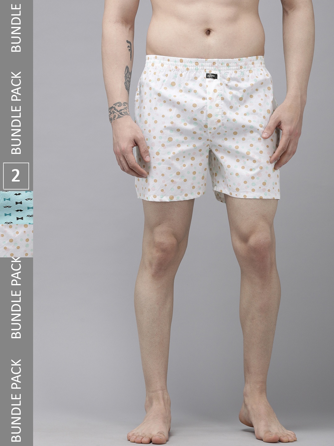 

Roadster Men Pack Of 2 Printed Pure Cotton Boxers, Multi