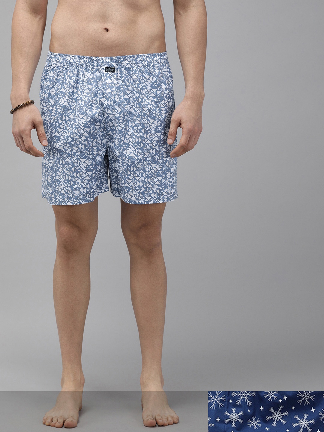 

Roadster Men Set of 2 Printed Cotton Boxers, Blue