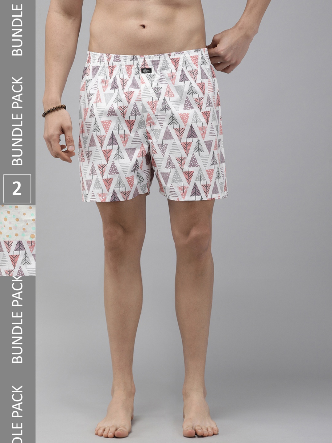 

The Roadster Lifestyle Co. Men Pack of 2 Pure Cotton Printed Boxers, White