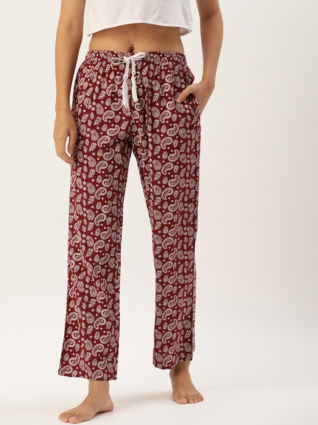 

ETC Women Maroon & White Printed Lounge Pants