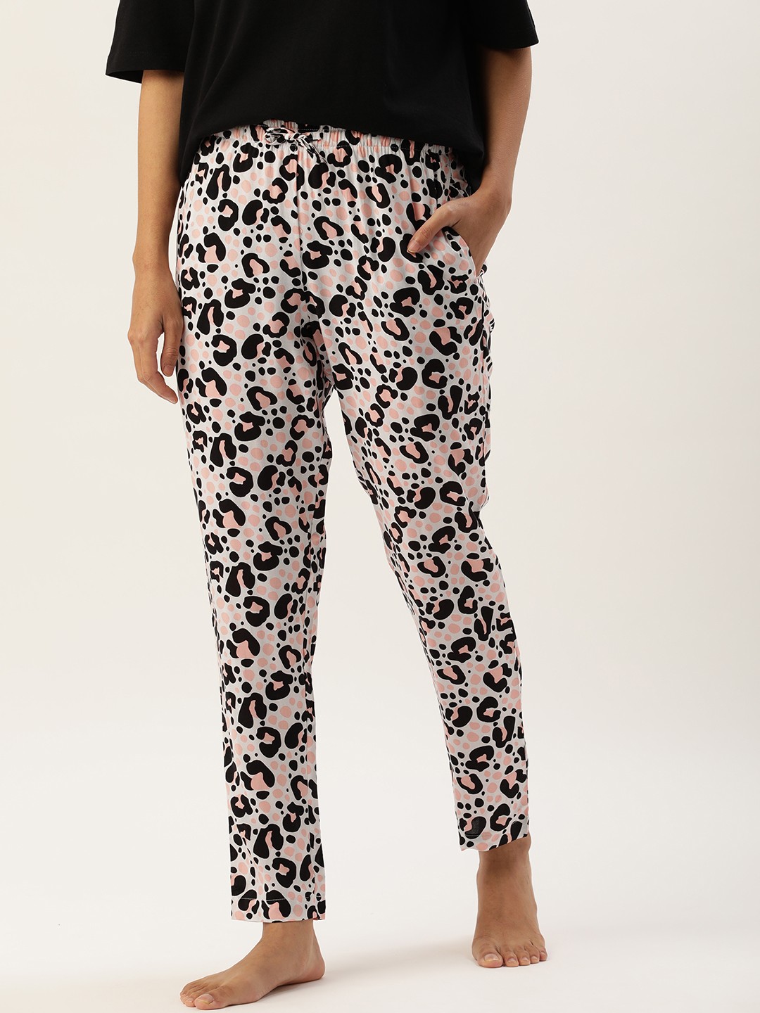

ETC Women Black & Pink Printed Lounge Pants