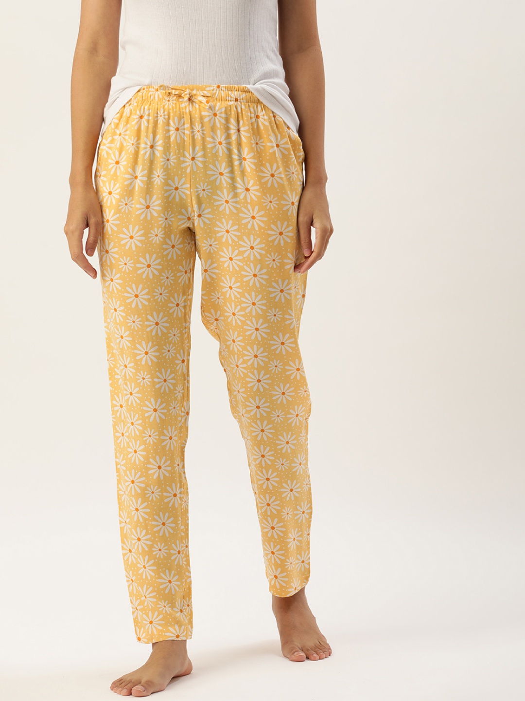 

ETC Woman Floral Print Lounge Pants, Yellow