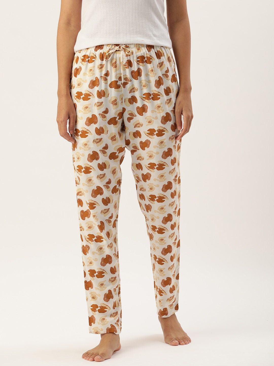 

ETC Women White & Brown Printed Lounge Pants